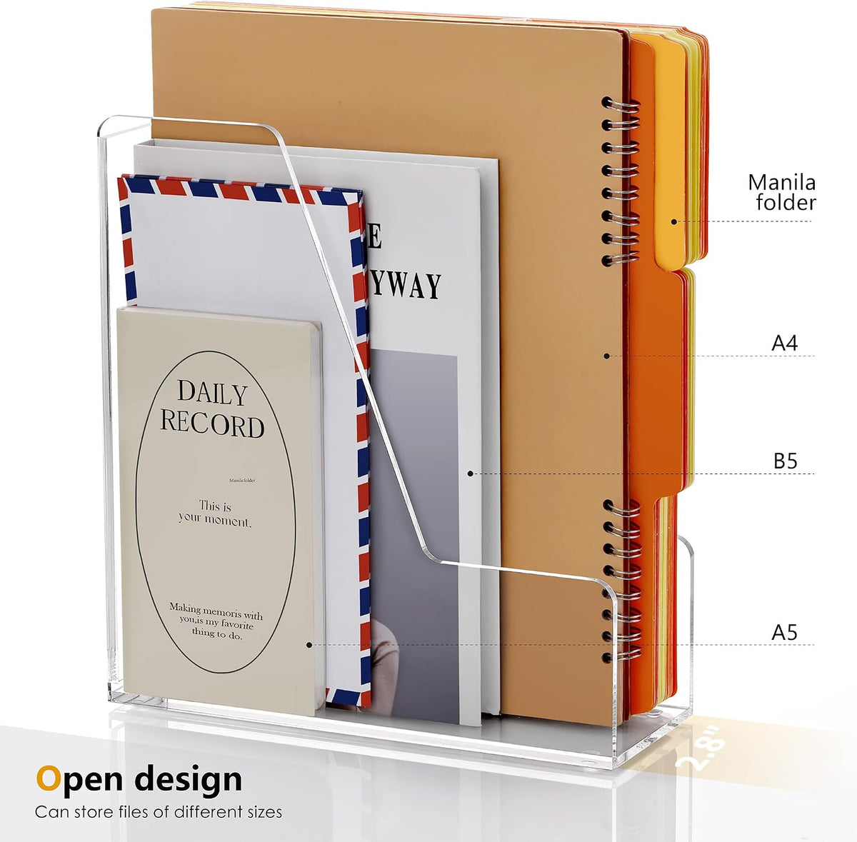 SANRUI 4 Pack Vertical File Holder, Acrylic Desk Organizer Magazine File Sorter for Magazines, Binders, Notebooks