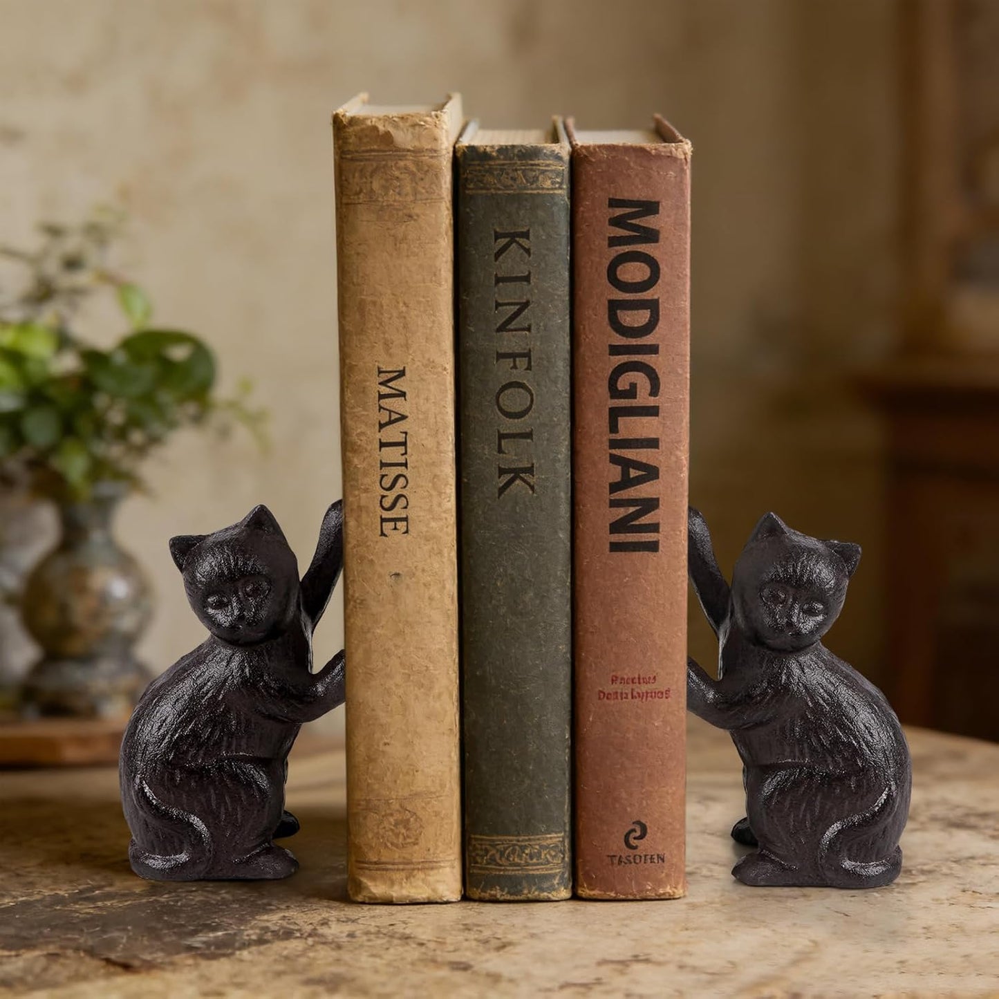 Decorative Cat Bookends / Black