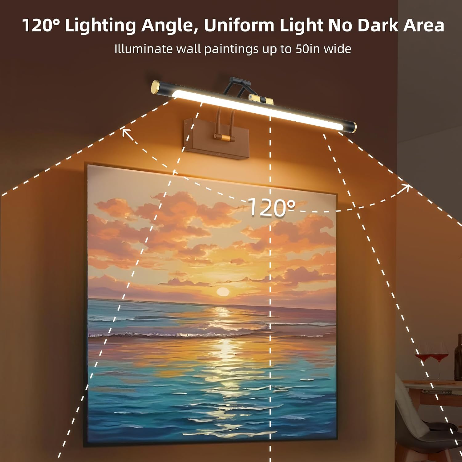 16" Picture Lights for Wall, 8000mAh Rechargeable Wireless Remote | Battery Operated Art Light 3000K/4000K/6000K