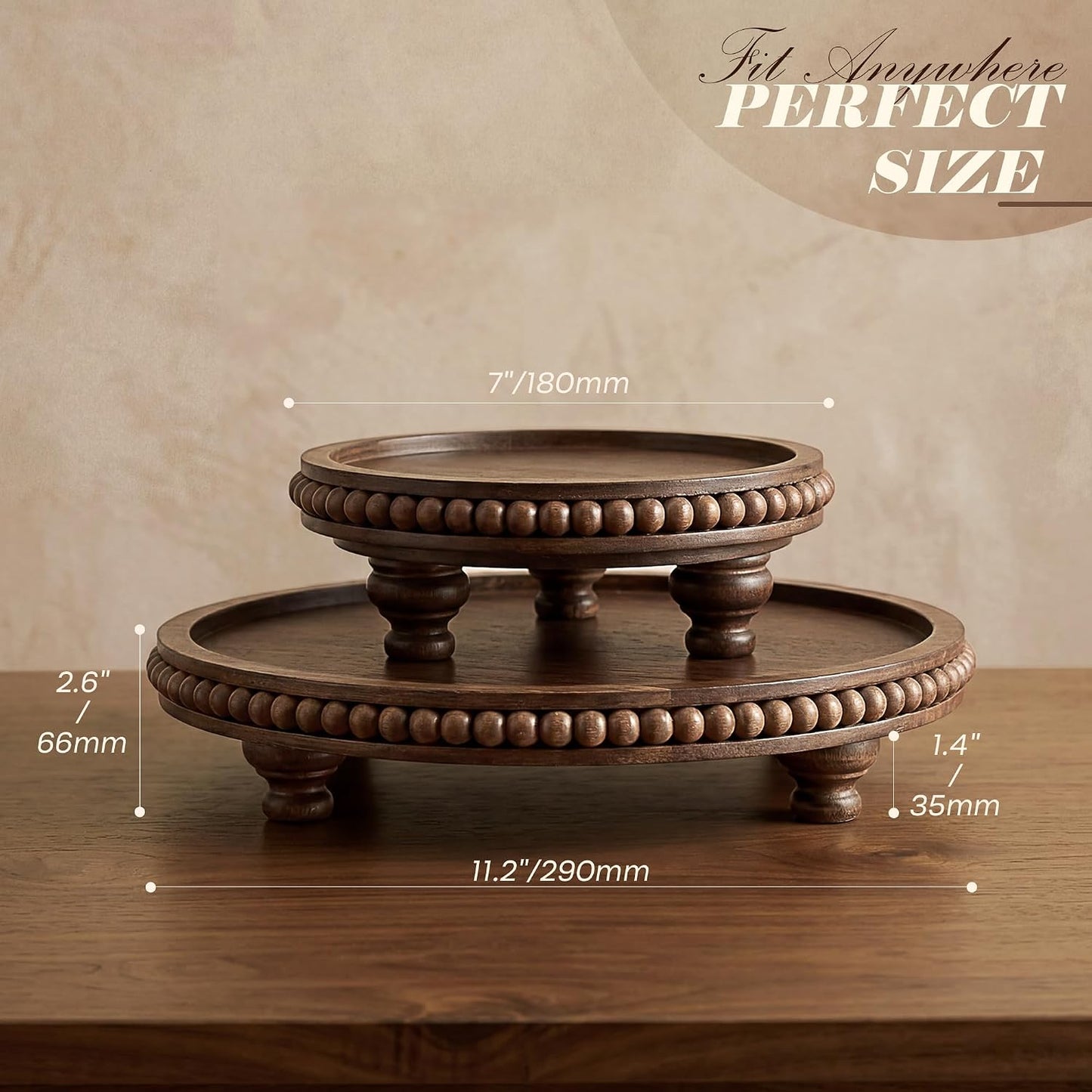 Cake Stand forCoffee Table / Darkacacia / Set of 2