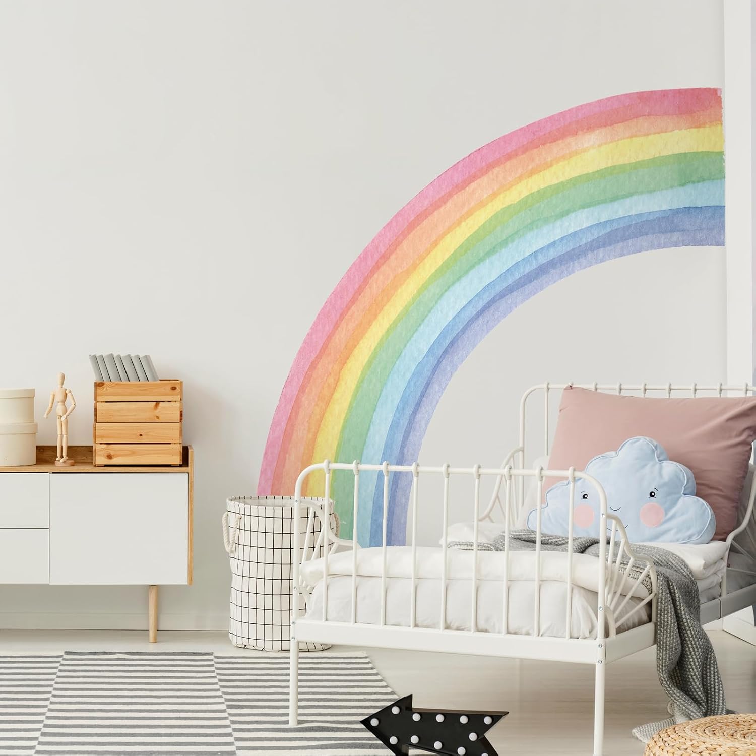 Large Rainbow Wall Stickers / Pastel Pink / 55 x 63