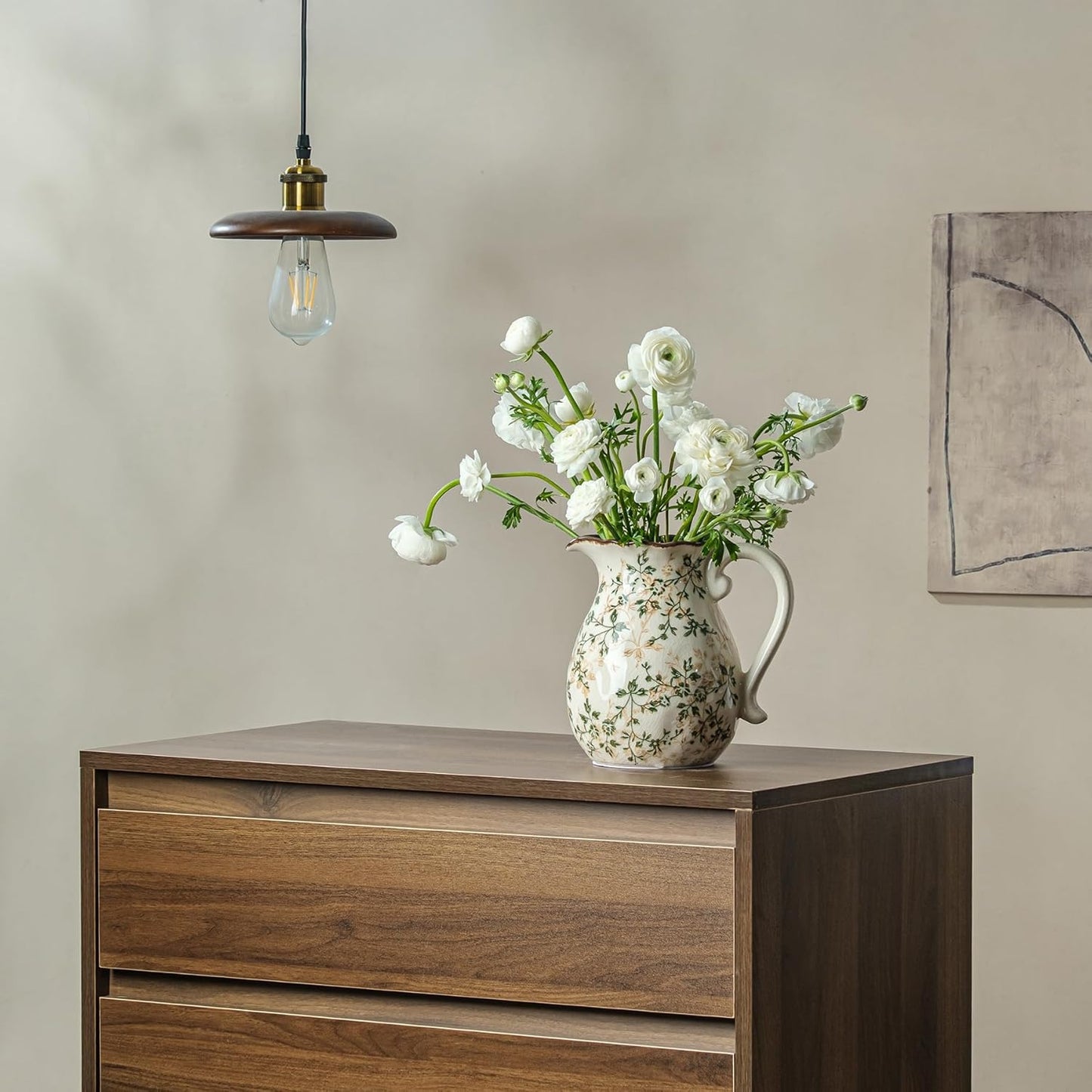 Ceramic Flower Vase / 01-green and Beige