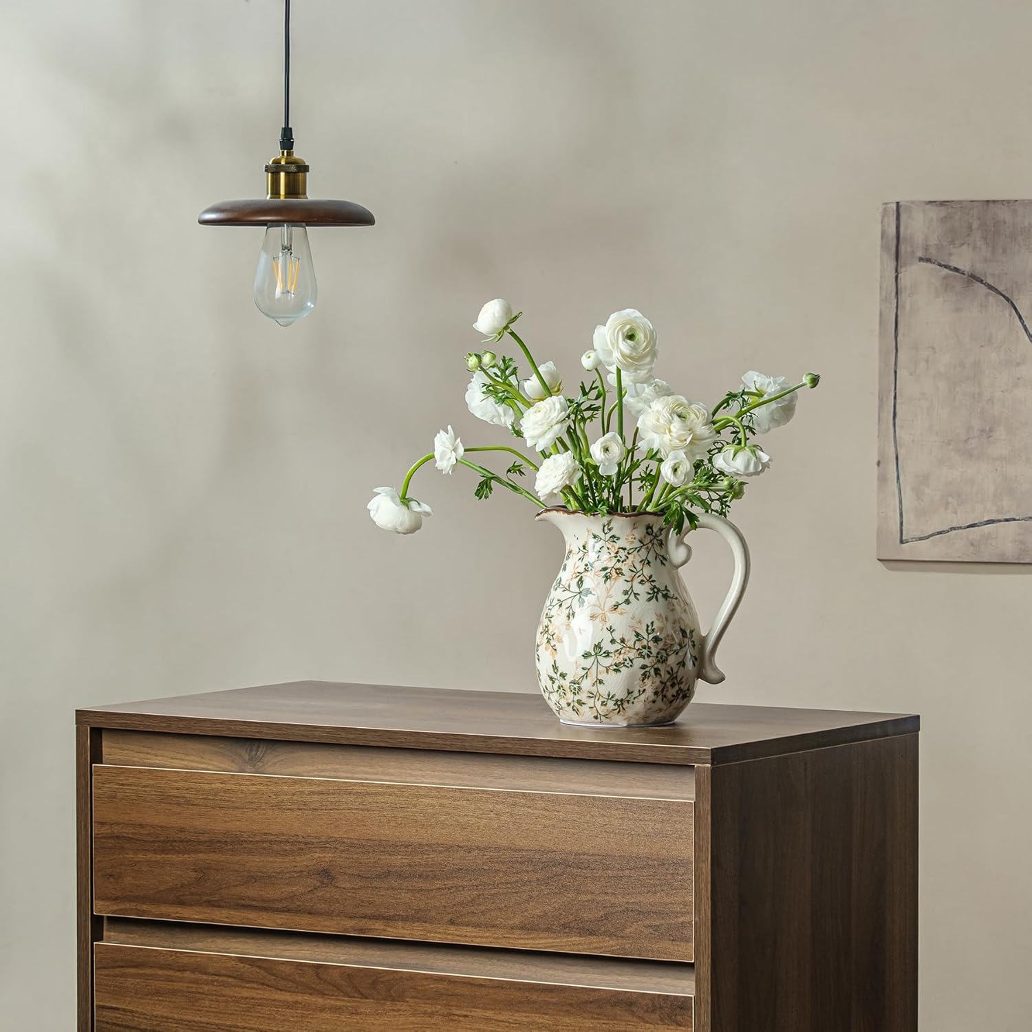 Ceramic Flower Vase / 01-green and Beige