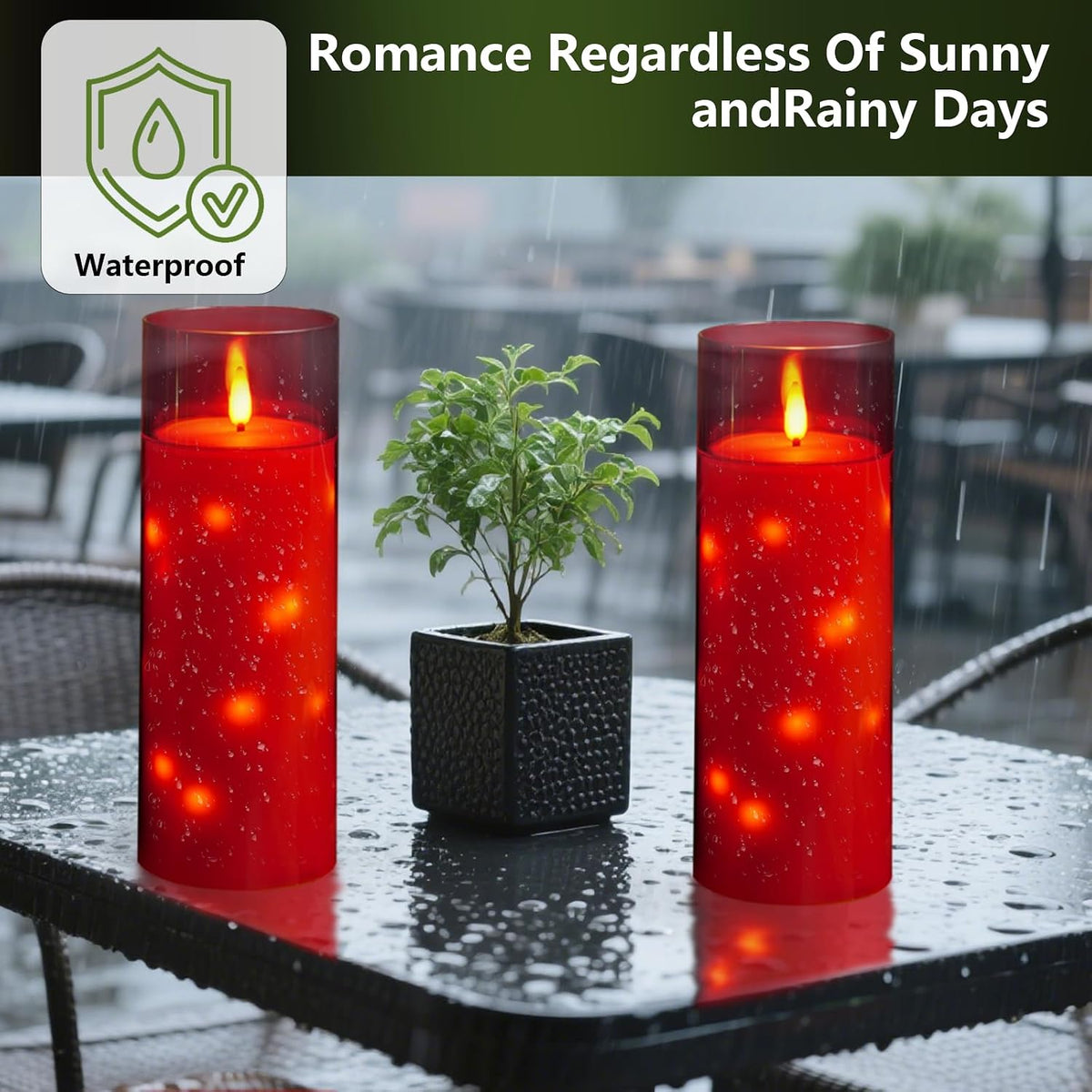 kakoya 11" x 4" Large Outdoor Waterproof Flameless LED Candles with Remote and Timer,Acrylic Pillar Candles Battery