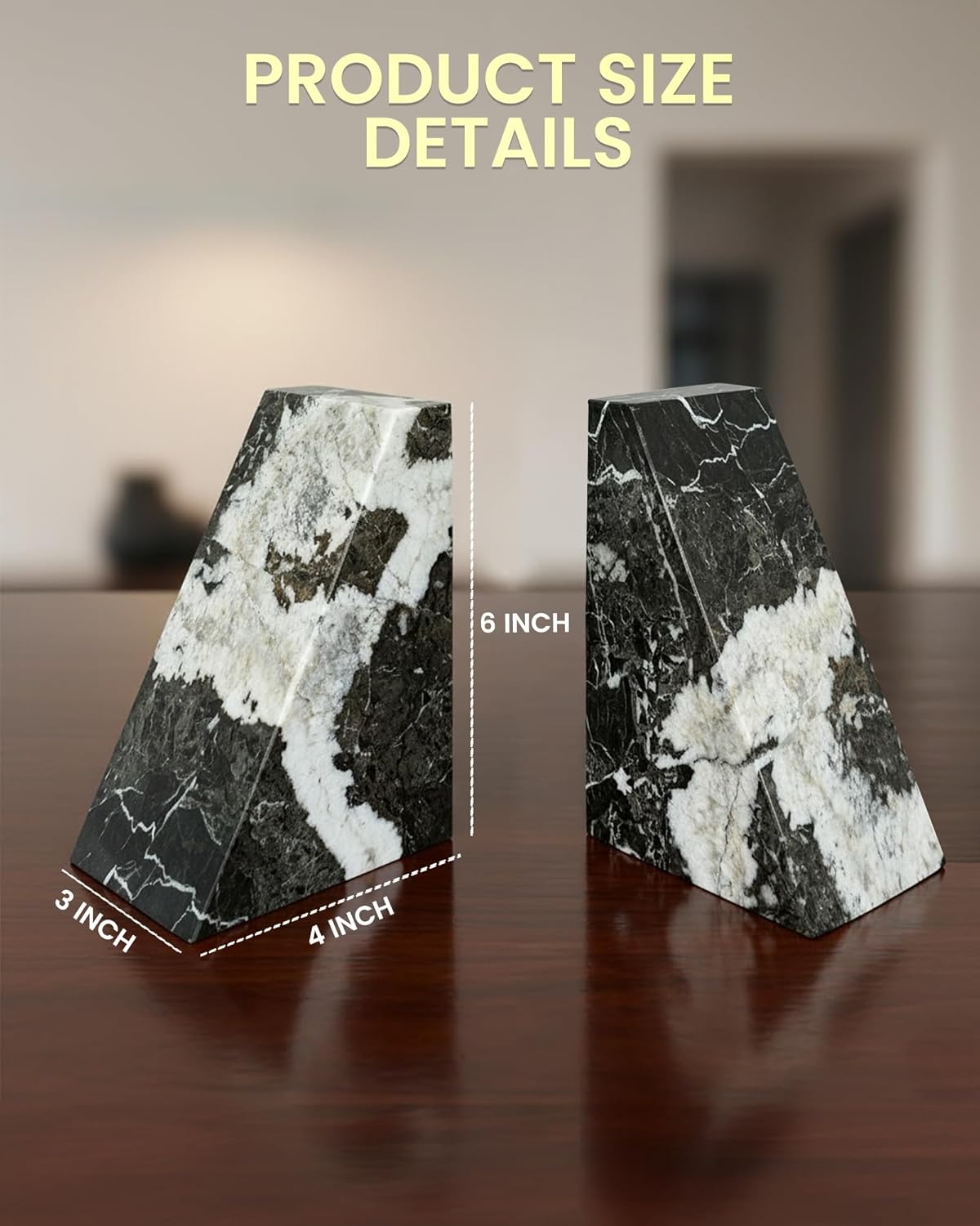 Modern Decorative Marble Bookends / Black