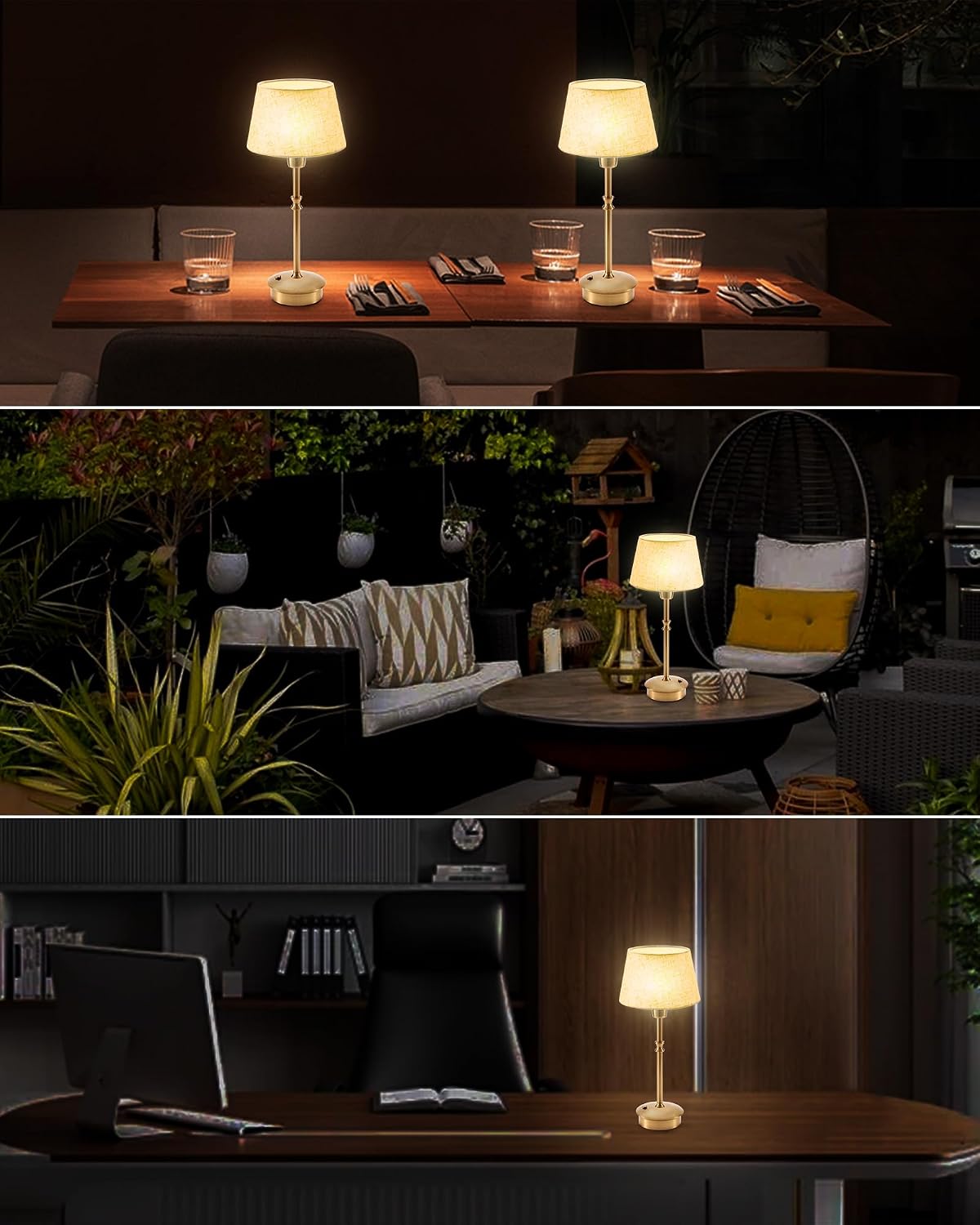 UMEXUS Cordless Rechargeable Table Lamp, Small Battery Operated Table Light | 3 Level Brightness Dimmable, Portable