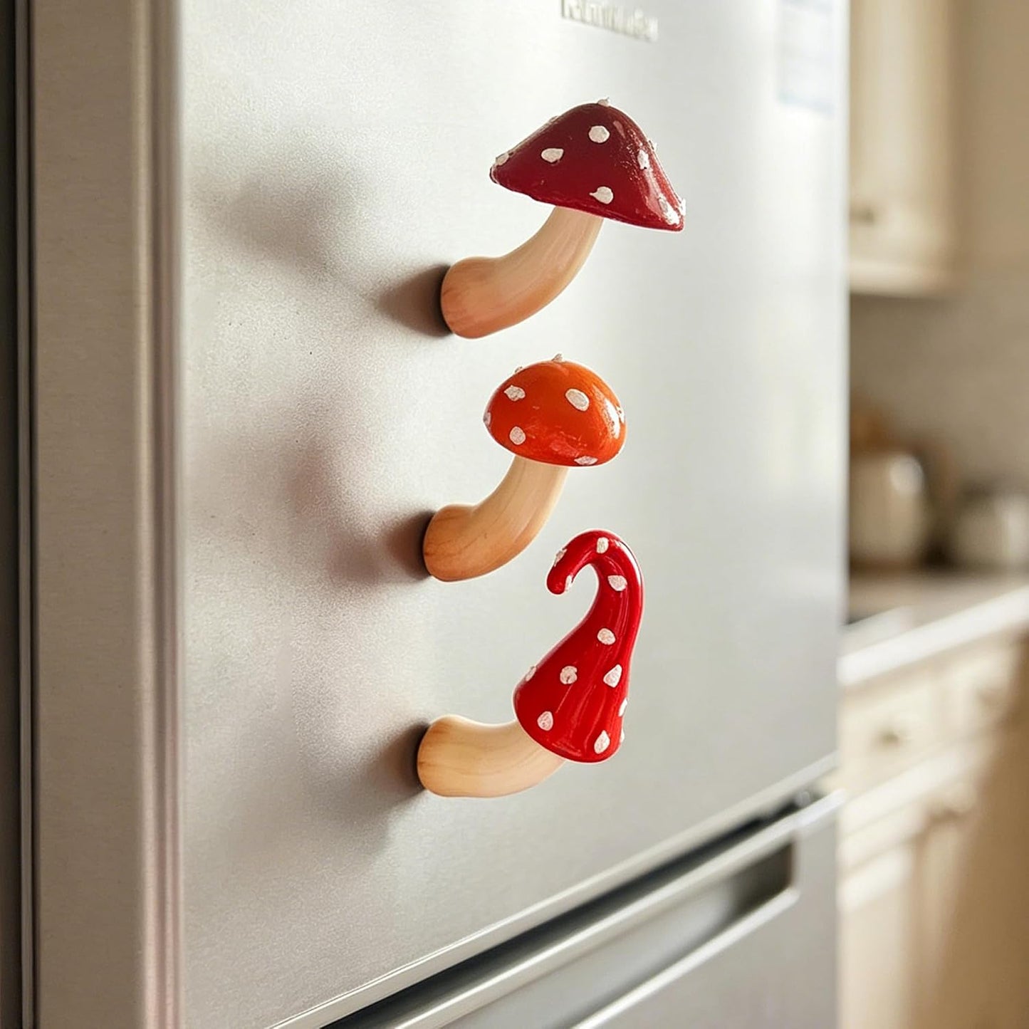 Handmade Clay Fake Mushrooms Unique Small Mushroom Figurines / Red / Set of 3