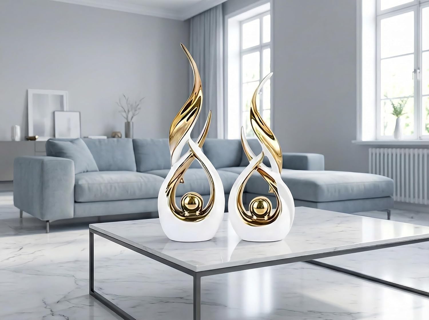 Querro Modern Abstract Ceramic Statue / White