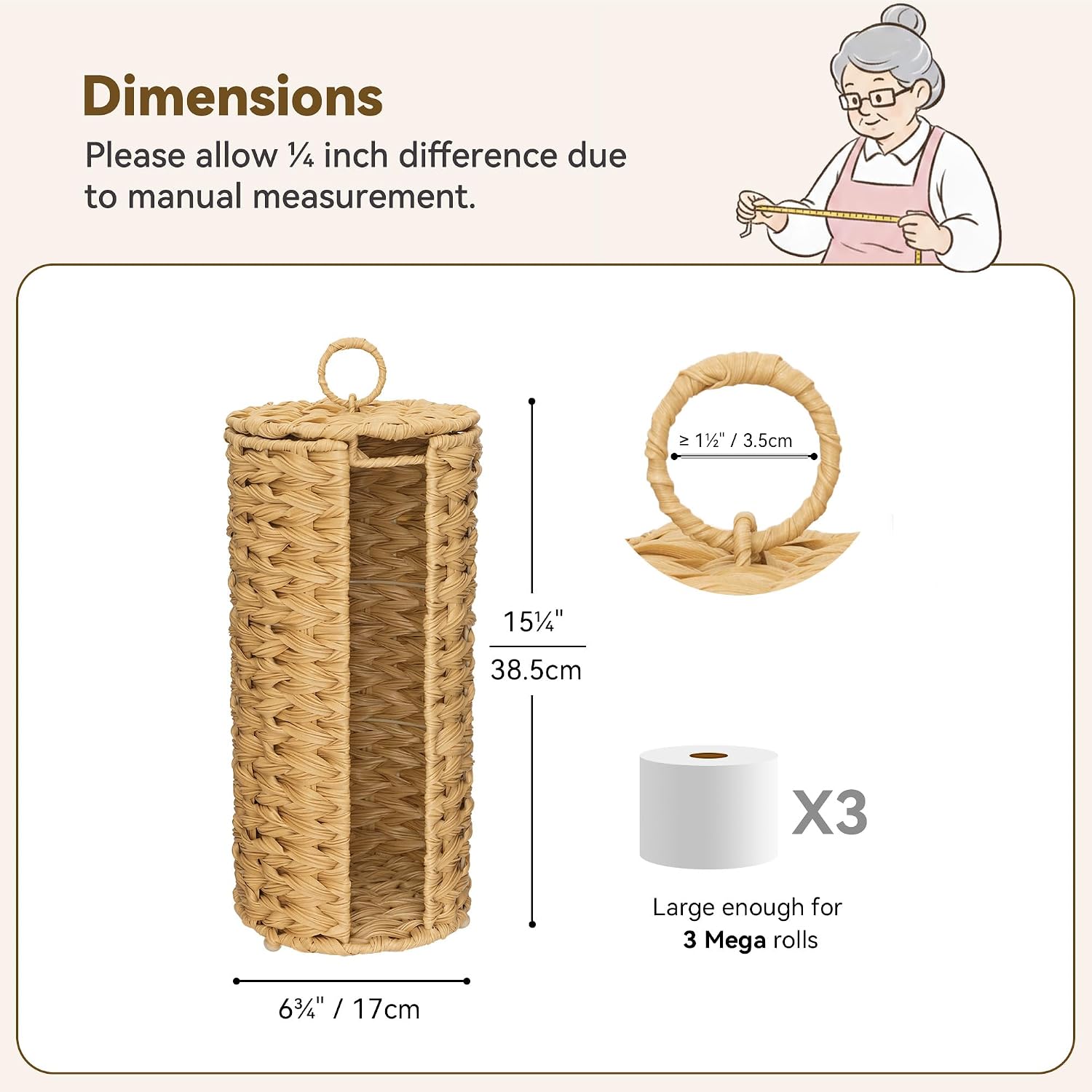 GRANNY SAYS Toilet Paper Storage Stand, Toilet Paper Holder Free Standing | Decorative Toilet Paper Holder Stand with
