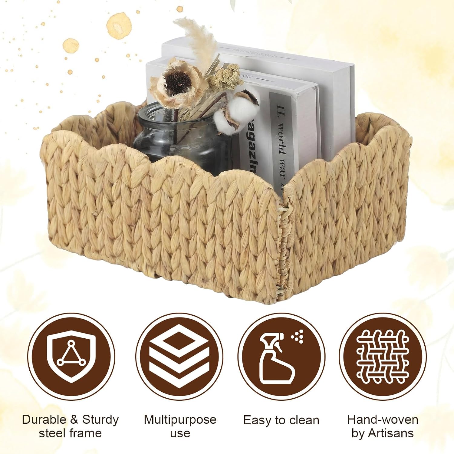 Rectangular Wicker Storage Baskets / 12 x 9 x 5 / Set of 6