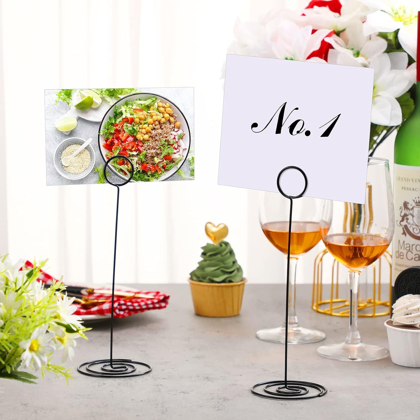 24 Pack 8.86 Inch Table Number Holder Wire Photo Holder Picture Name Menu Clips Memo Note Cards Stand for Wedding
