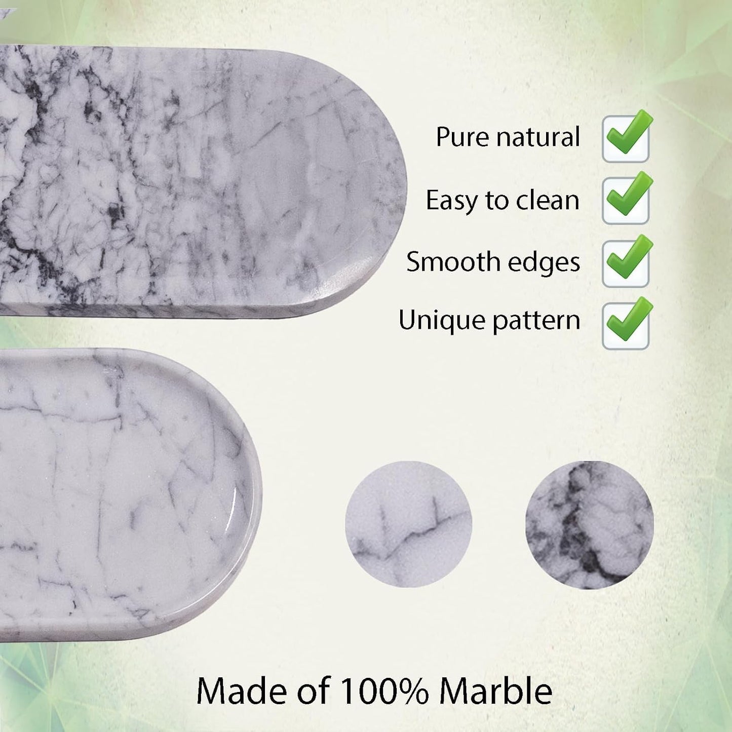 Natural Marble Tray / Carrara White / 9.8 x 4.7 x 0.6