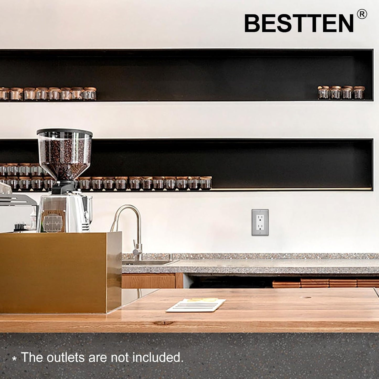 30 Pack BESTTEN Decorator Switch or Receptacle Outlet Metal Wall Plate | Standard Size, H4.53" x W2.76", Stainless