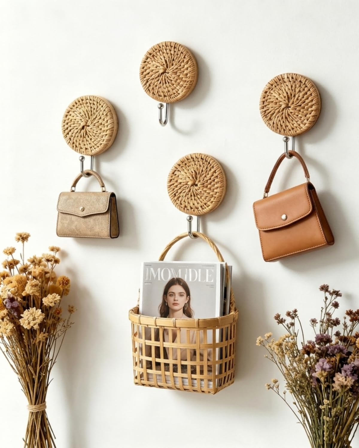 Vintage Boho Shelves Hooks / Set of 6
