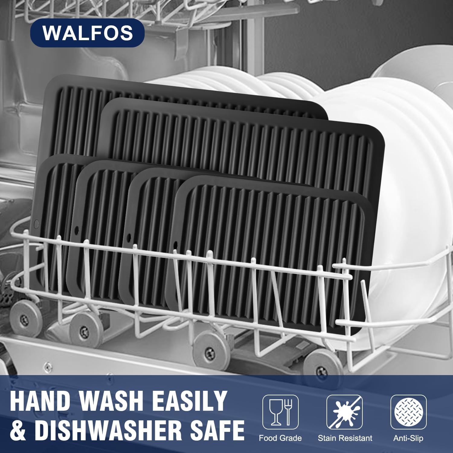 Walfos XXL Silicone Trivet 16 Inch and Trivets Mats 12 Inch, Trivets for Hot Pots and Pans, Heat Resistant Pot Holders
