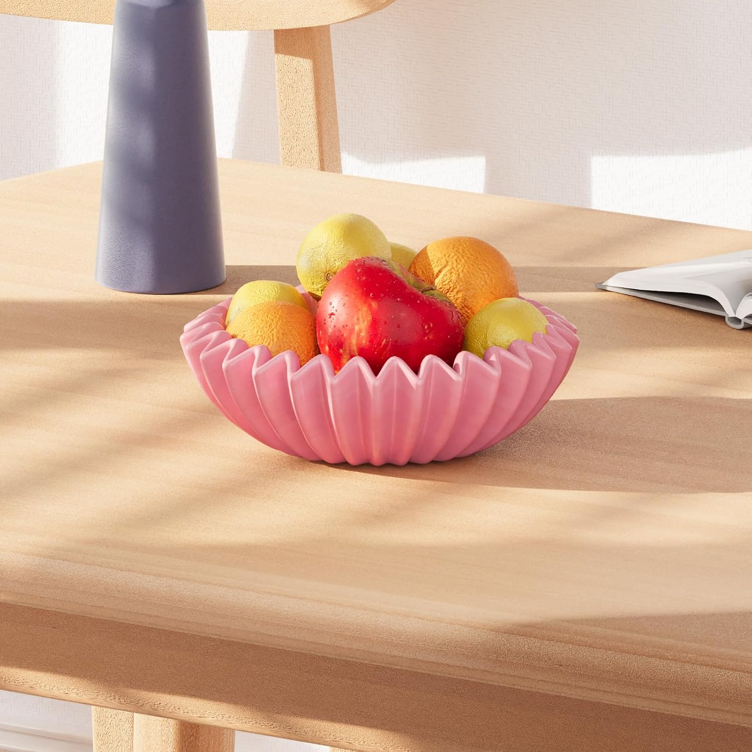 Large Ceramic Fruit Bowl Decorative Bowl / 9.5 Inches / Pink