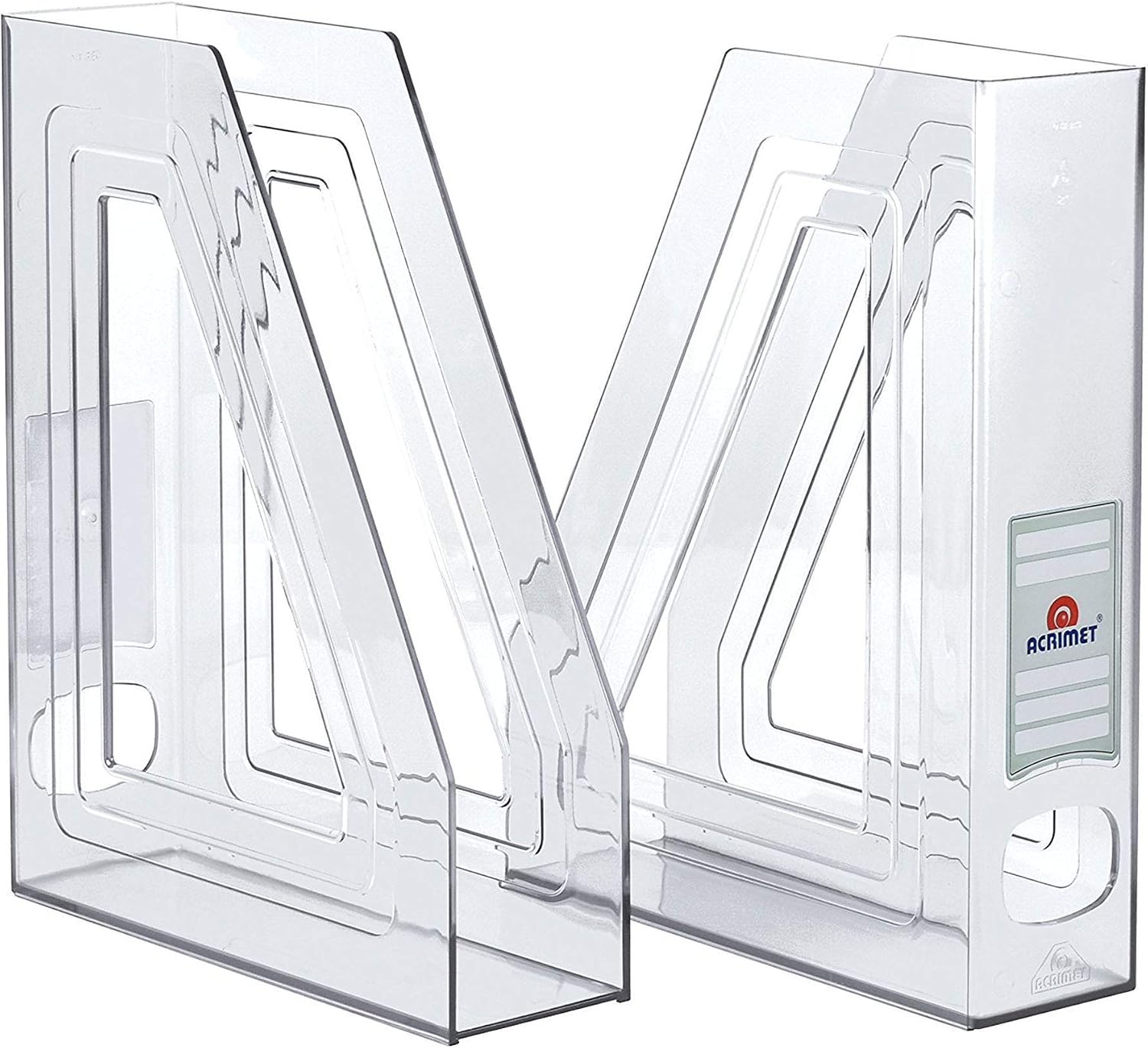 Acrimet Magazine File Holder, Vertical Desk Organizer, Clear, 2 Pack | Durable Plastic, Office & Home Use, Rack Design