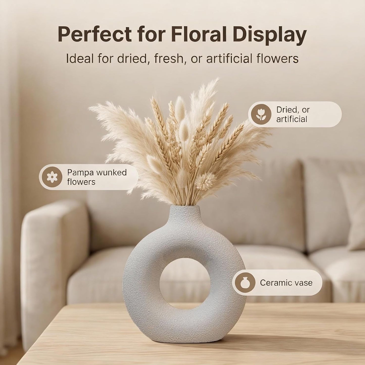 Modern Farmhouse Decorative Vase / Green D / 7 Inch