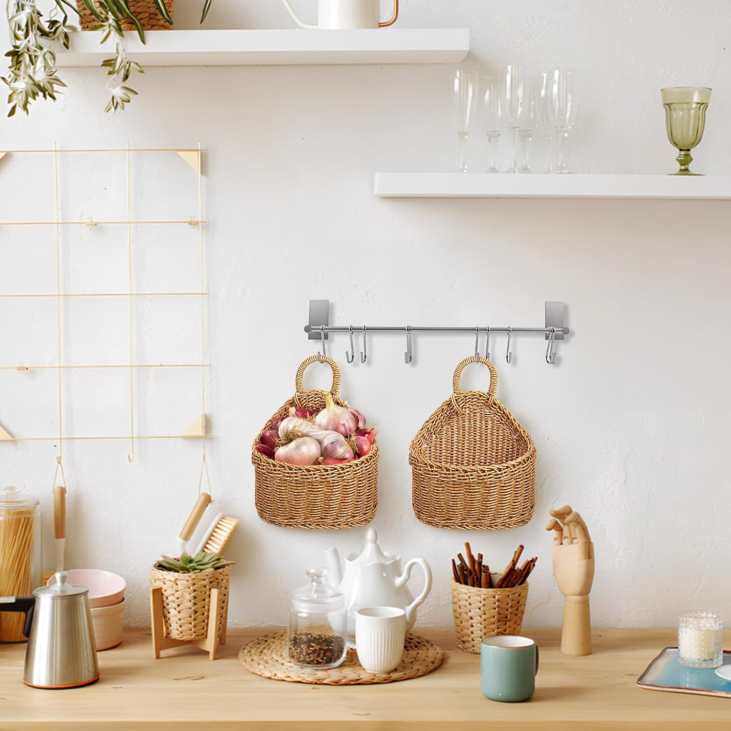 Woven Wall Decorative Basket Kitchen Storage Organizer for Potato Garlic Onion 9.25 x