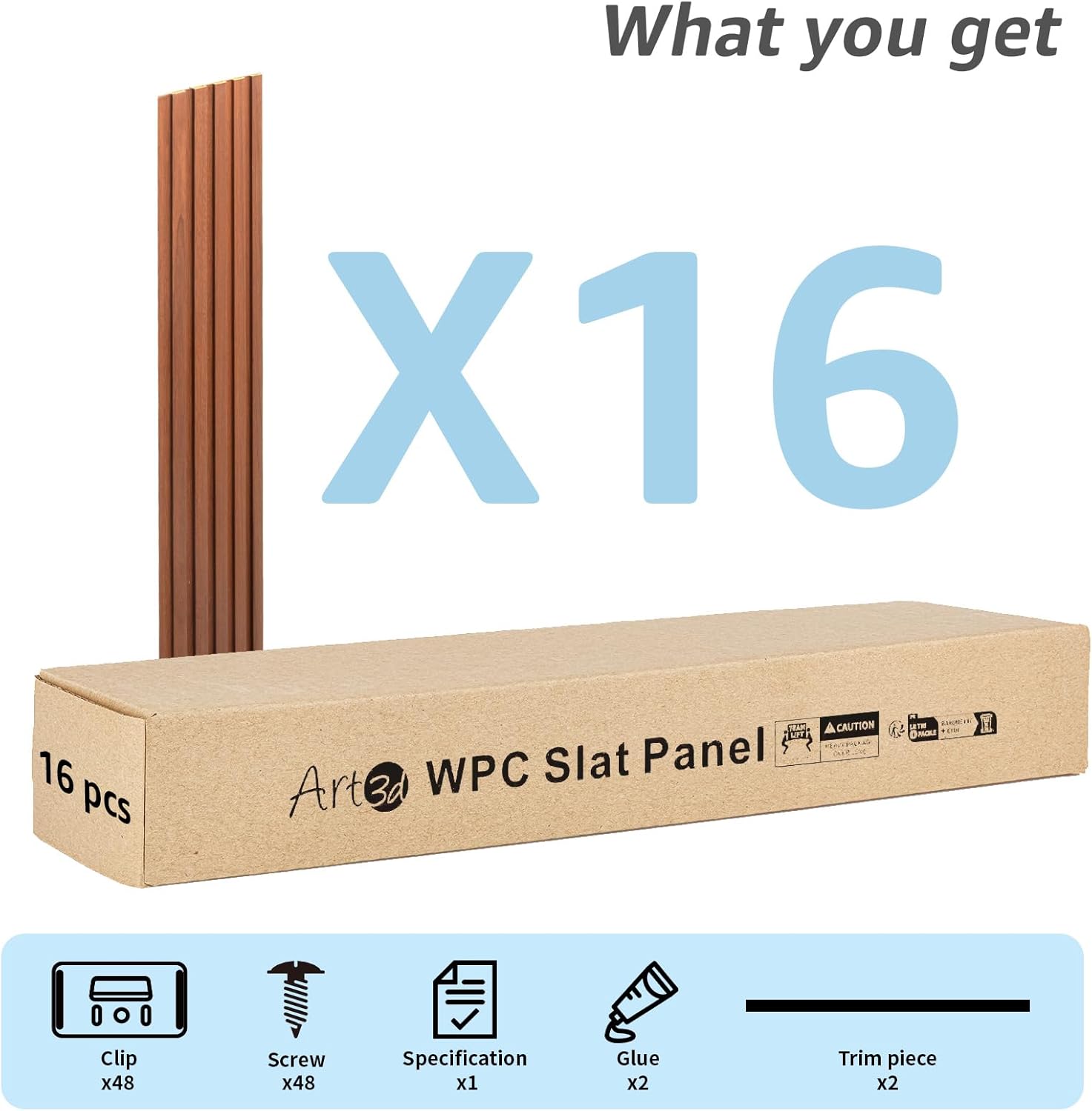 WPC Wainscoting Panels / 48" * 6 / Teak / 48 x 6 / Set of 16