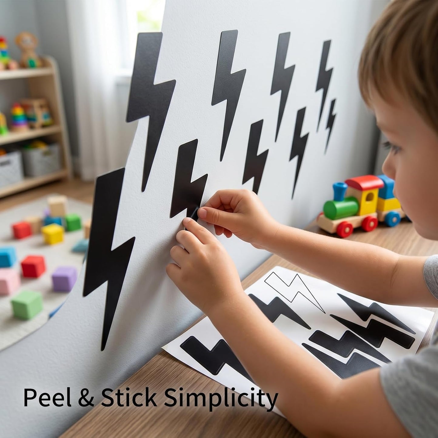 Lightning Bolt Wall Decals / Black / Set of 320