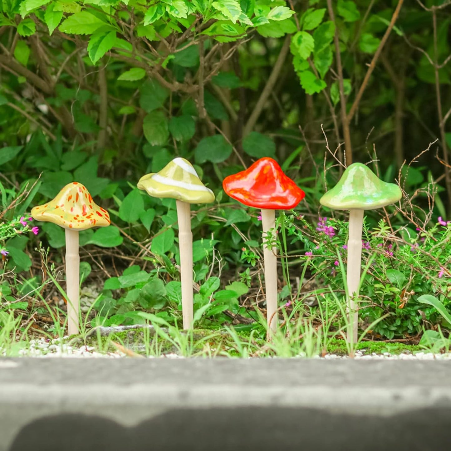 Mushroom Statue Decor / 4 Mushroom / Set of 4