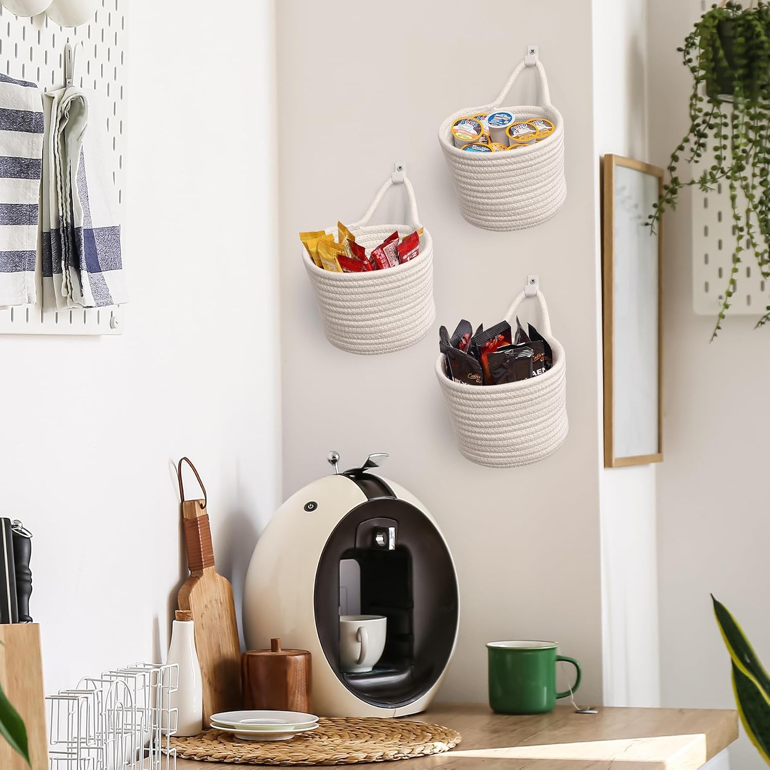 Adhesive Hooks / Storage Organizers / White & White / Set of 3
