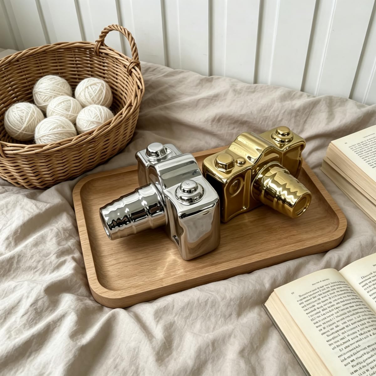 Modern Camera Statue and Sculpture Accent Decor / Gold