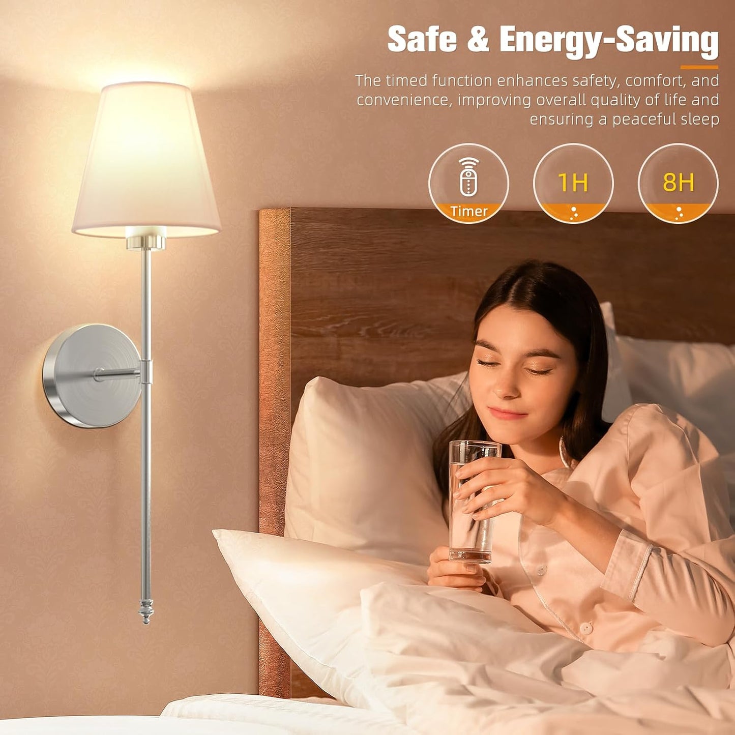 Battery Operated Wall Sconce Set of 2,Brushed Nickel Rechargeable Wall Lights with 10400mAh Dimmable Detachable Bulbs