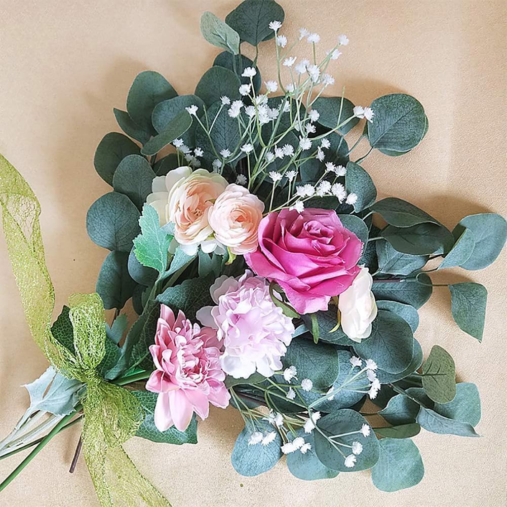 Artificial Eucalyptus Leaves Stems Silver Dollar Artificial Flowers Faux / Green / Set of 20
