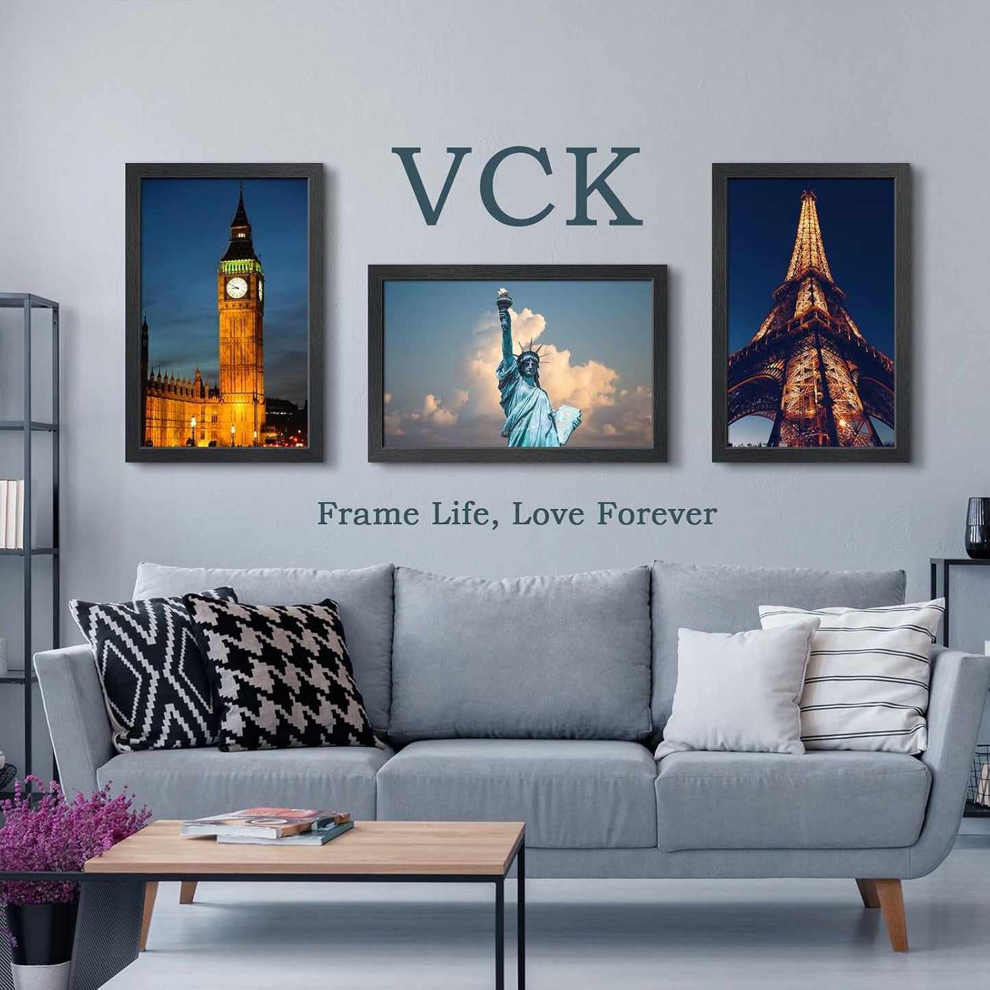 VCK 14x22 Picture Frame Black 4 Pack, Wide Thick Wood Border, for Poster | Exclusive Woodgrain, Wall Hanging, HD