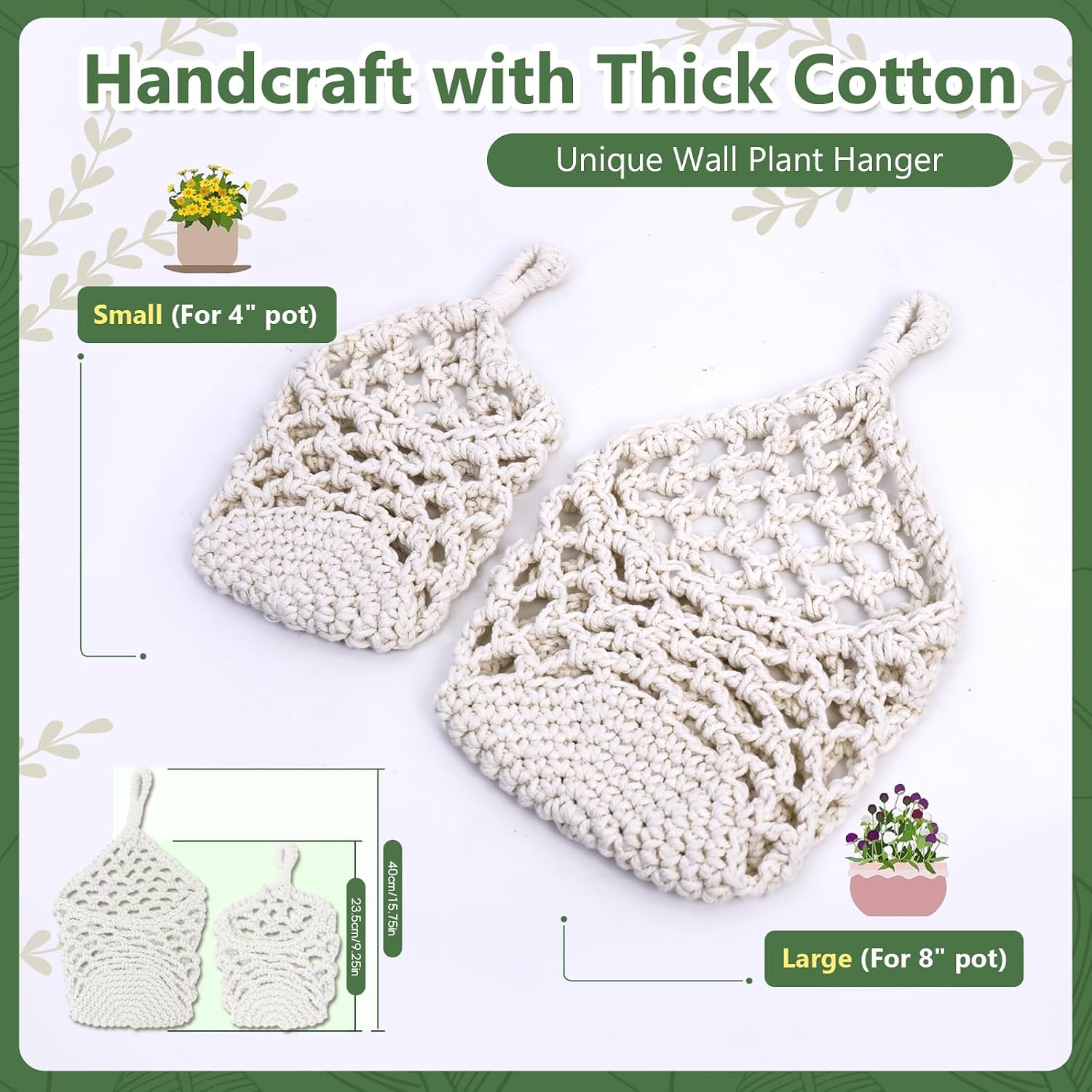 Macrame Wall Plant Hanger / Ivory / 4-inch / 4 Inch