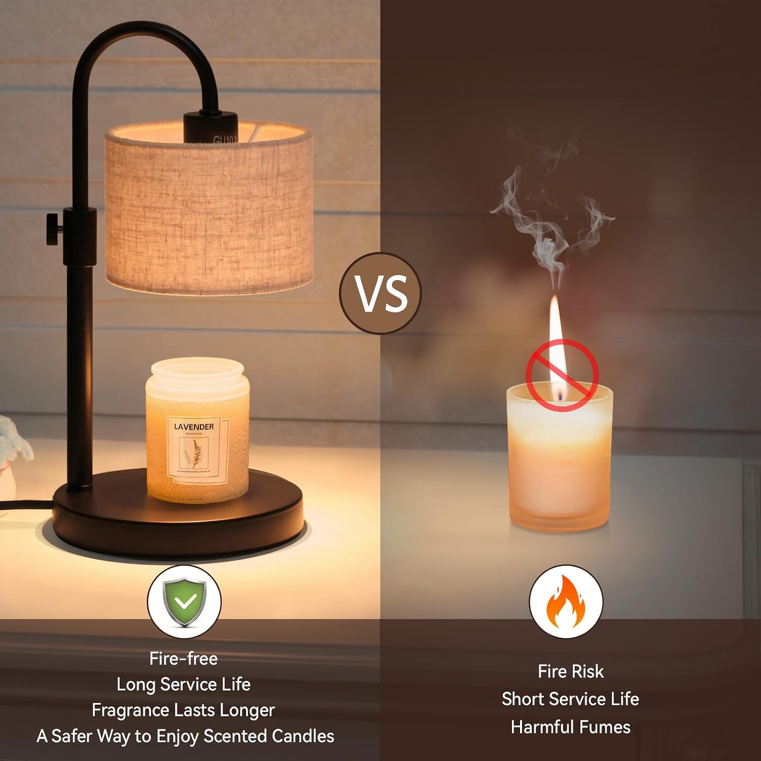 FINCMY Candle Warmer Lamp with Timer, Adjustable Height Candle Wax Warmer Candle Lamp Warmer for Jar Candles, Home