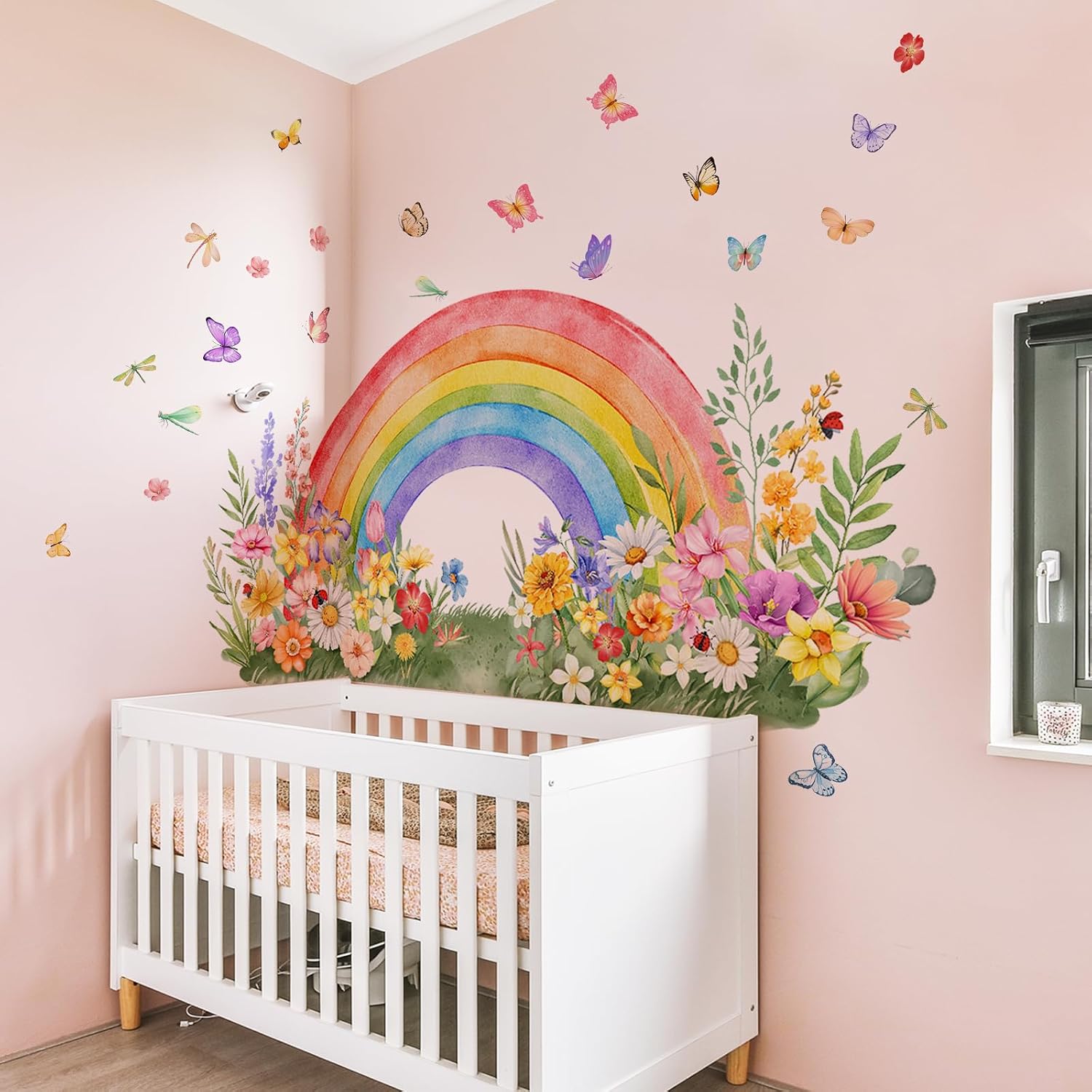 Rainbow Wall Decals Self-Adhesive Decal / Flower Rainbow