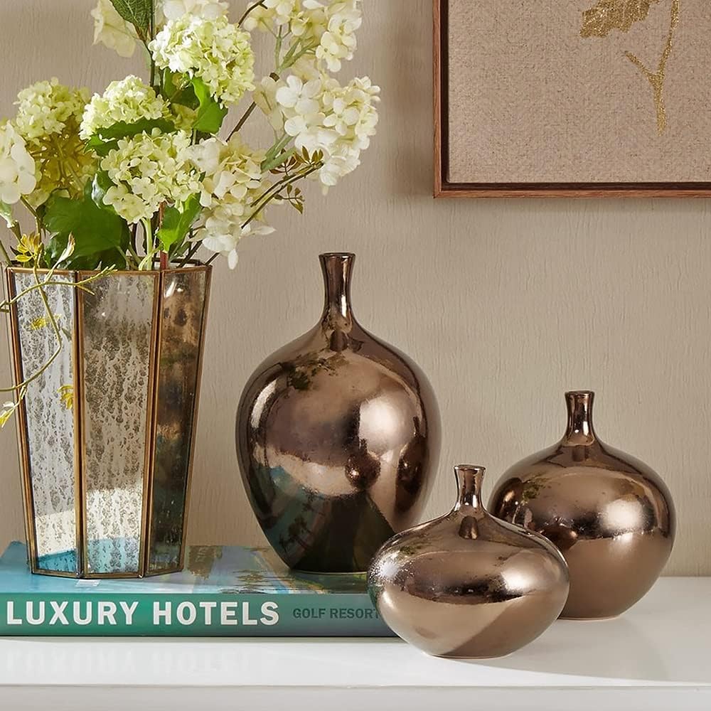 Signature Ansen Ceramic Handmade Vase Set Home Décor / Bronze