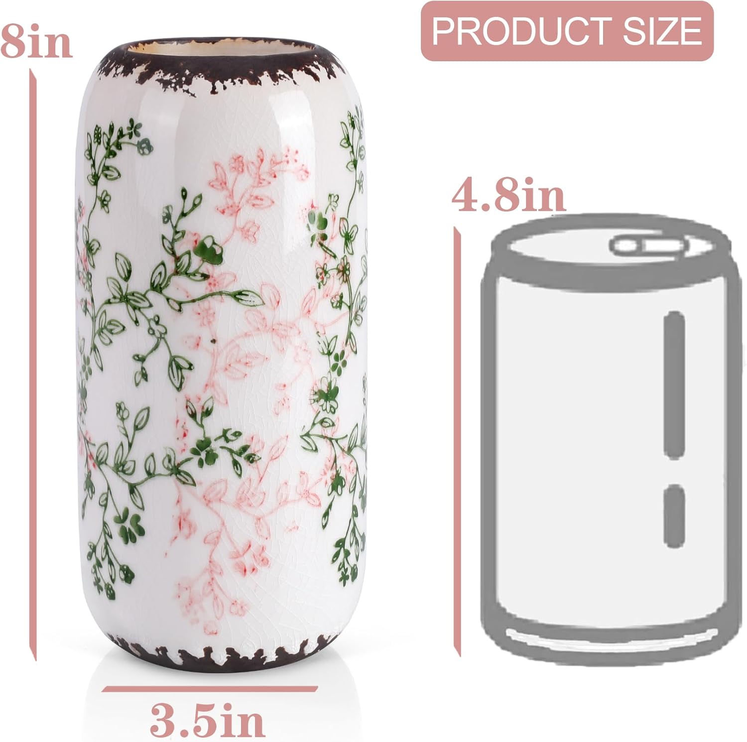 Ceramic Vase for Flowers / Green and Beige