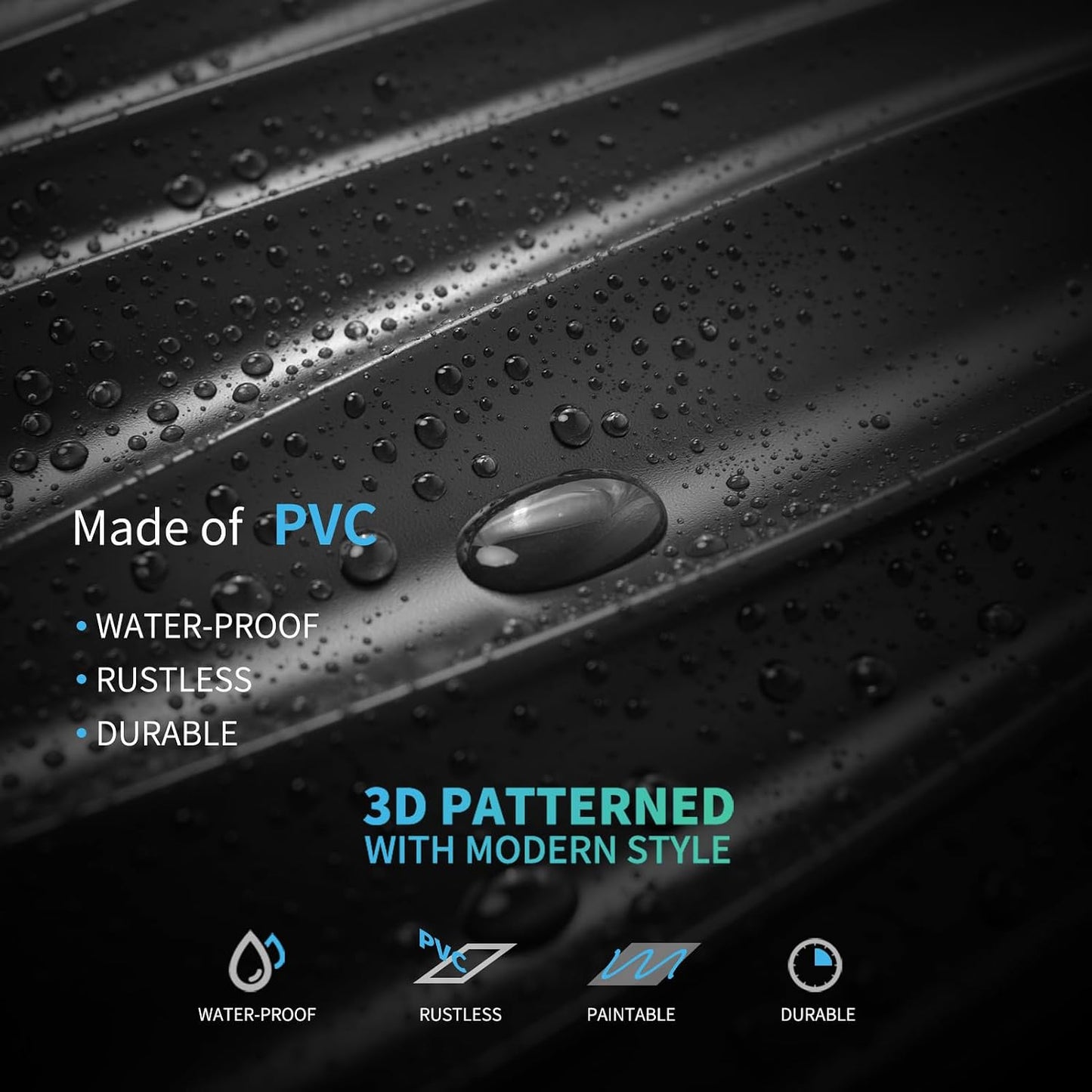 Art3d PVC Wavy Textured 3D Wall Panels, 15.7 x 11.8 Inch, 24-Pack, Black | PVC, Waterproof, Featherlight, Scratch