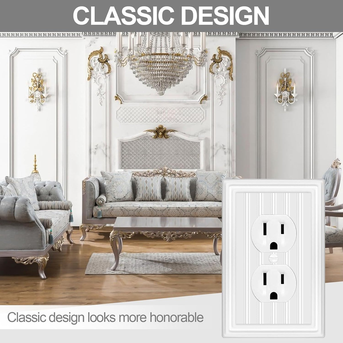 Metal 1 Gang Wall Plate Cover Duplex Outlet Cover Off White 6 Pack | Decorative Switch Plates Outlet Cover, Light