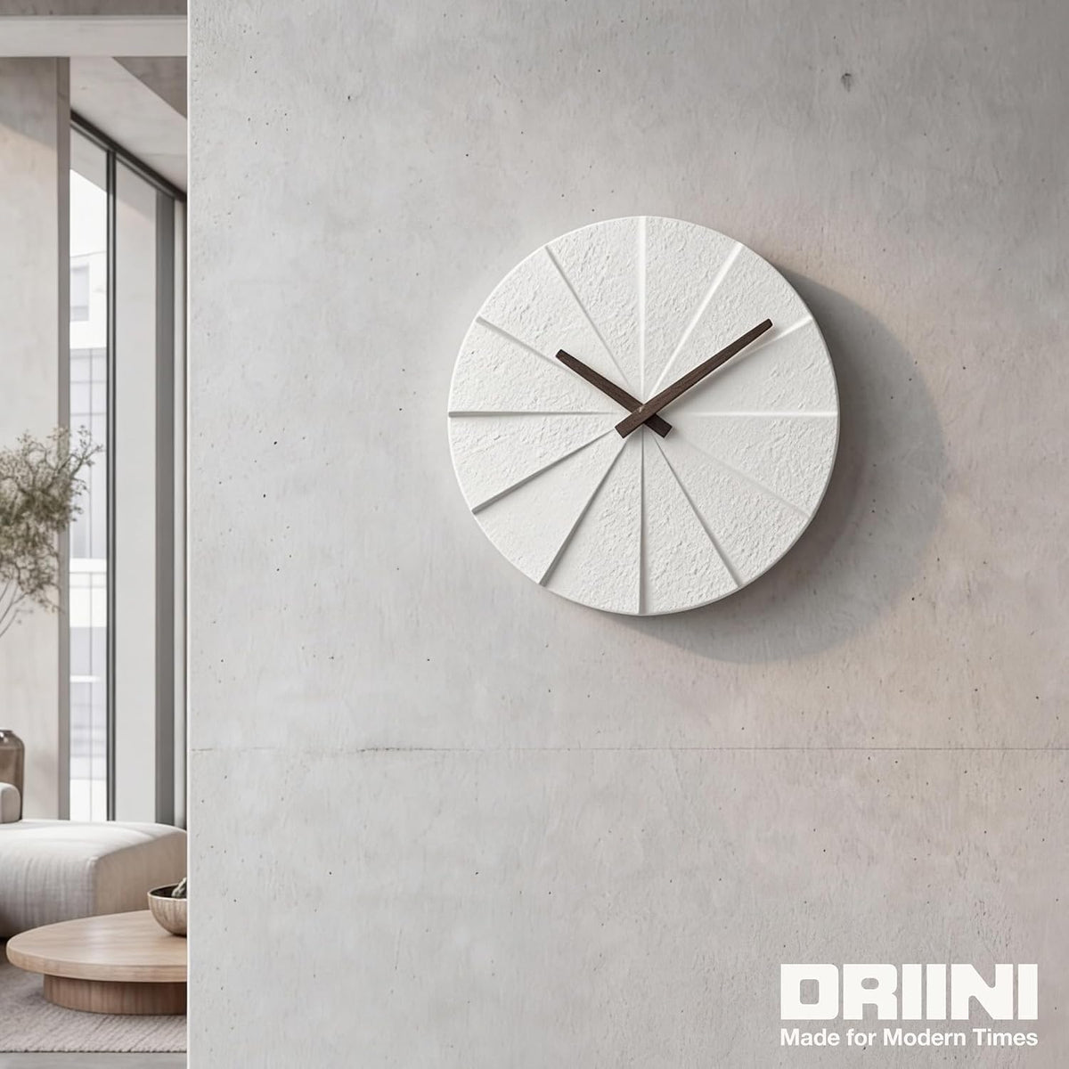 Driini Staircase Modern Wall Clock - Unique Frameless Concrete Design - Contemporary, Minimalist Decor; No Numbers