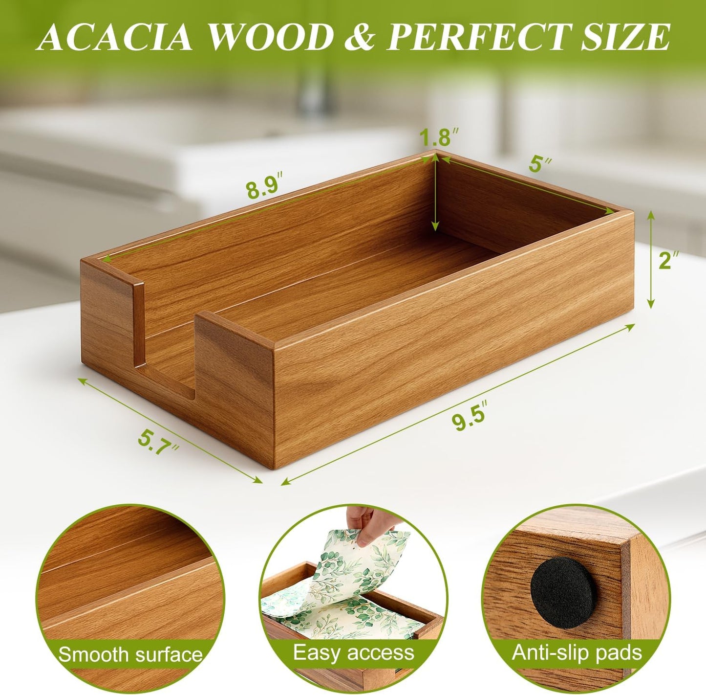 Wood Paper Guest Towel Holder / Acacia