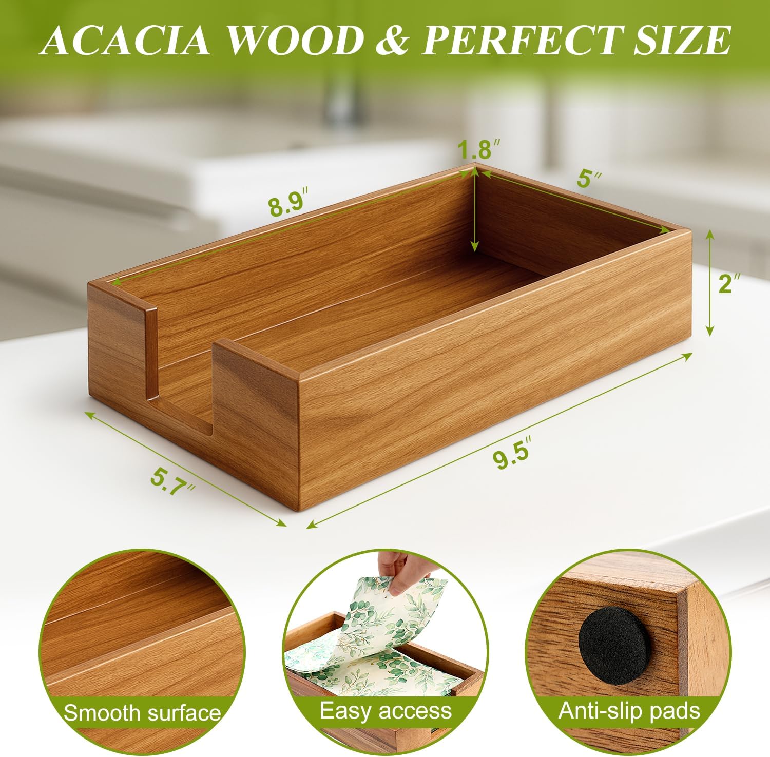 Wood Paper Guest Towel Holder / Acacia