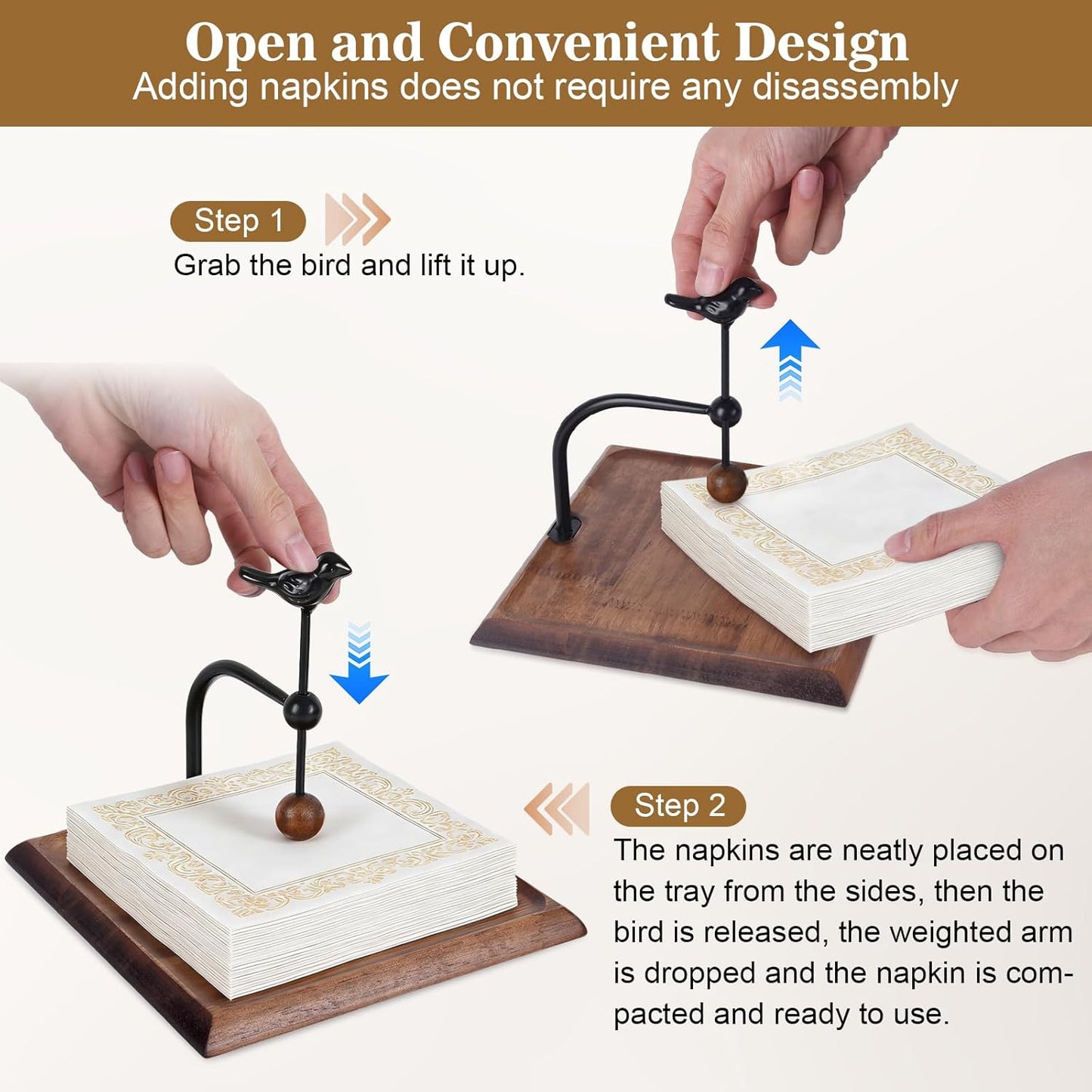 Wooden Napkin Holder / Black / 7.5 Inch