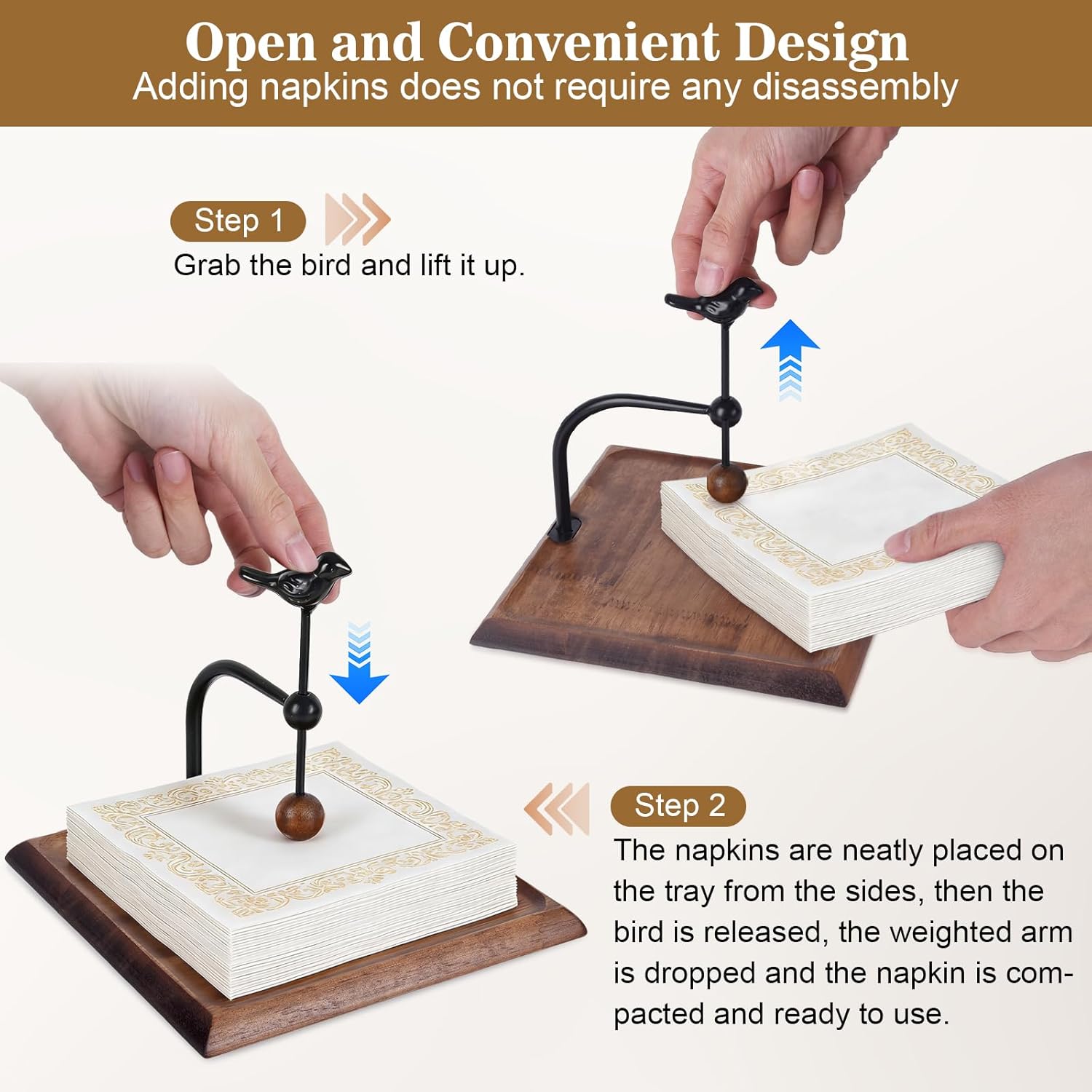 Wooden Napkin Holder / Black / 7.5 Inch