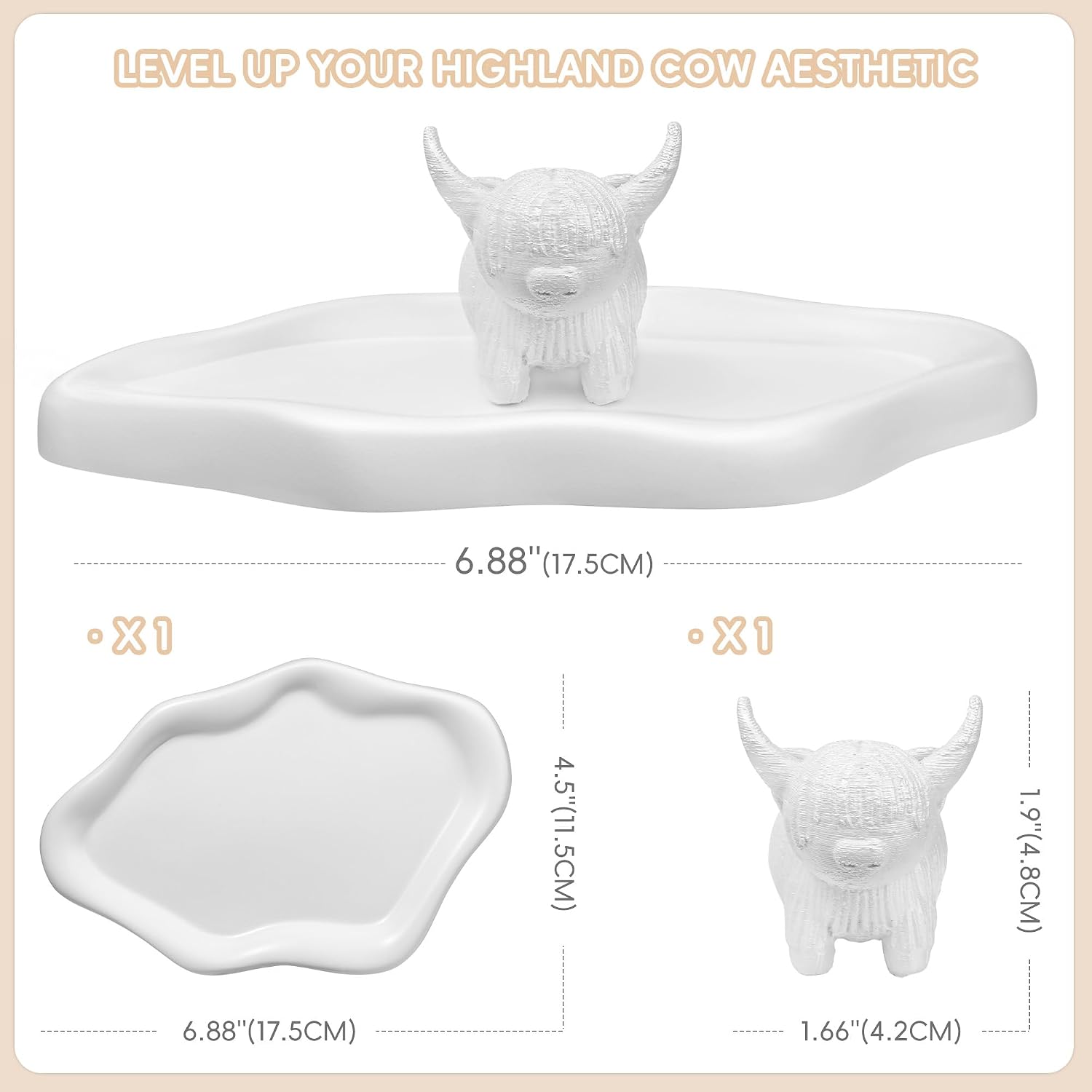 Ring Holder & Cloud Key Tray / Highland Cow
