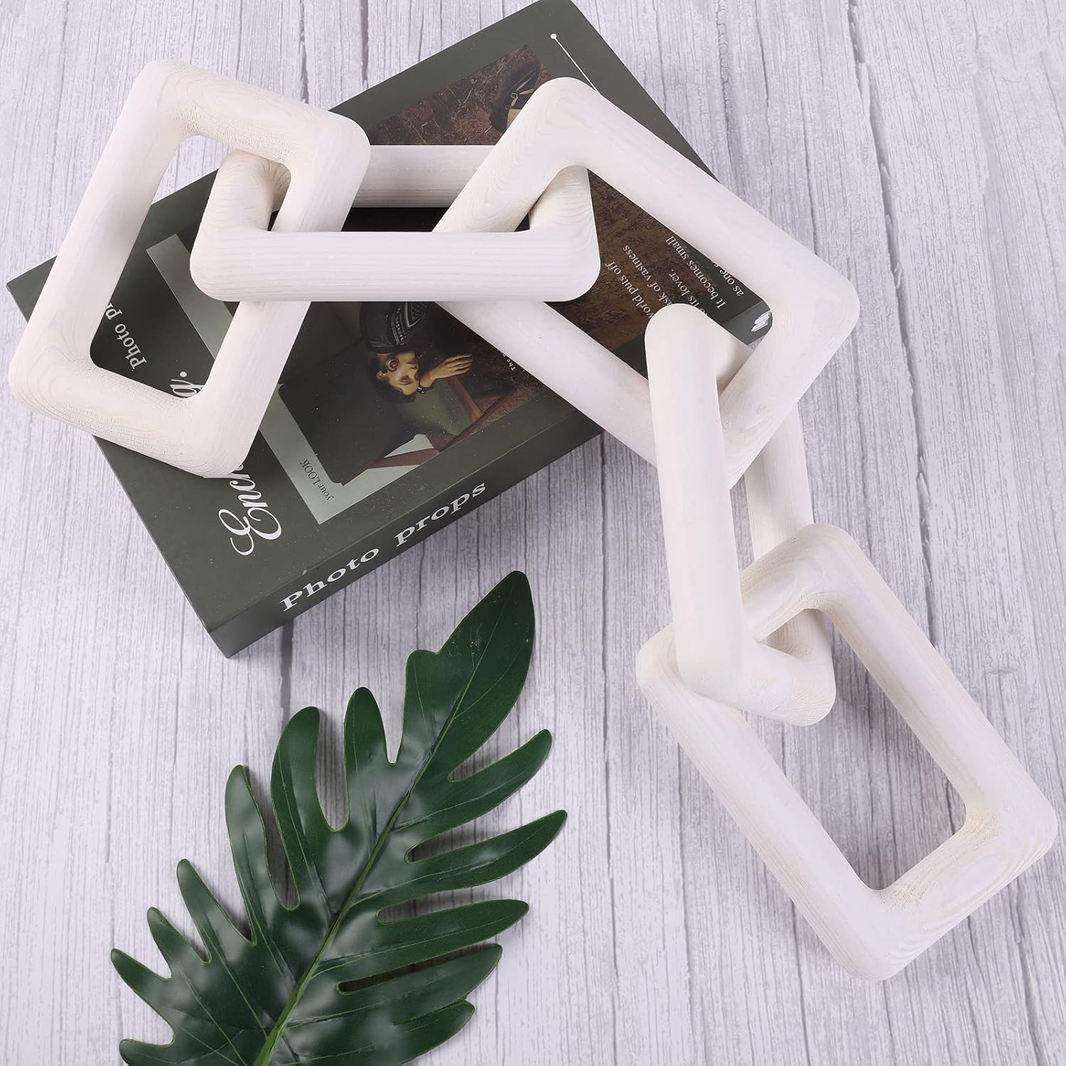Wood Chain Link Decor 2 Link Decorative Chain Knot Hand Carved Pine Wood Chain Decor Modern / E