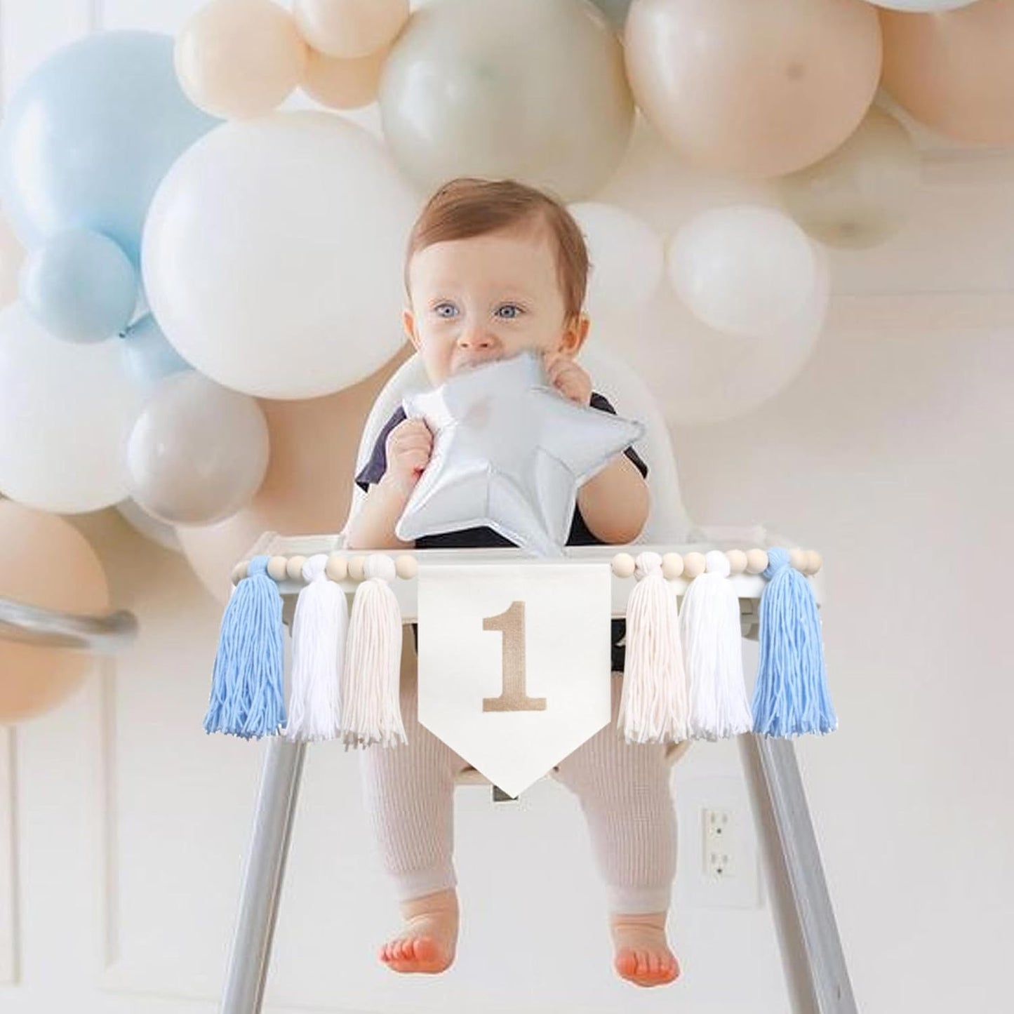 Wood Bead 1st Birthday Banner