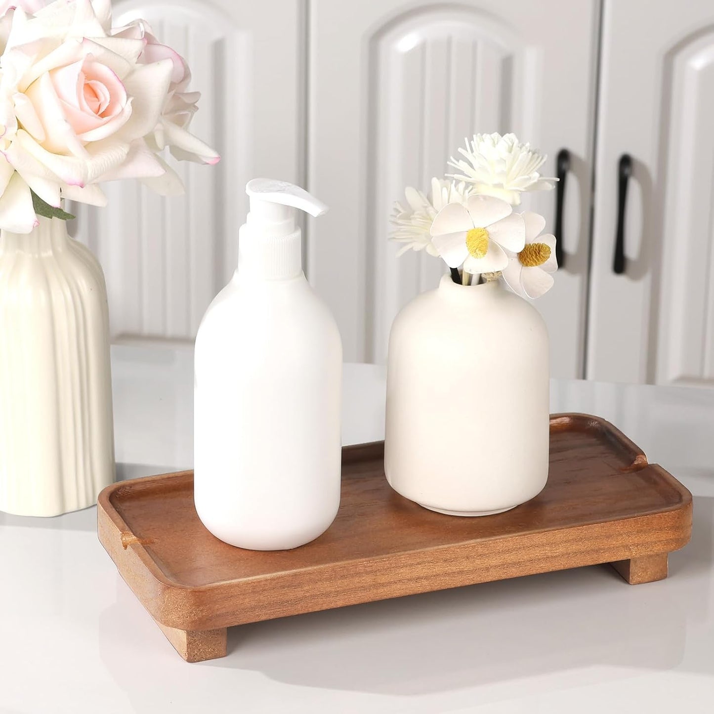 Wood Riser Small Decorative Tray Sink Soap Dish / Light Brown / 10 * 4.5 Inches / 4.5 Inch
