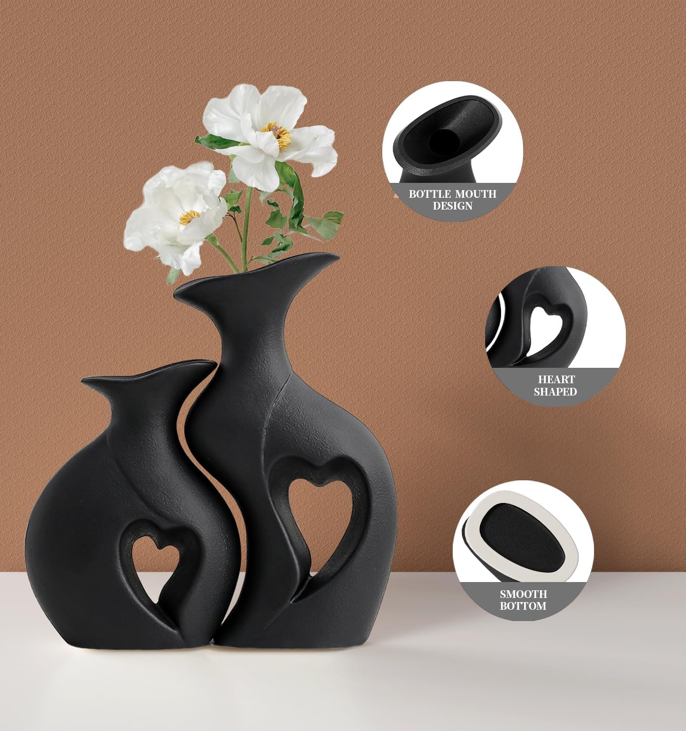 Black Ceramic Vase / Standard Black / Set of 2