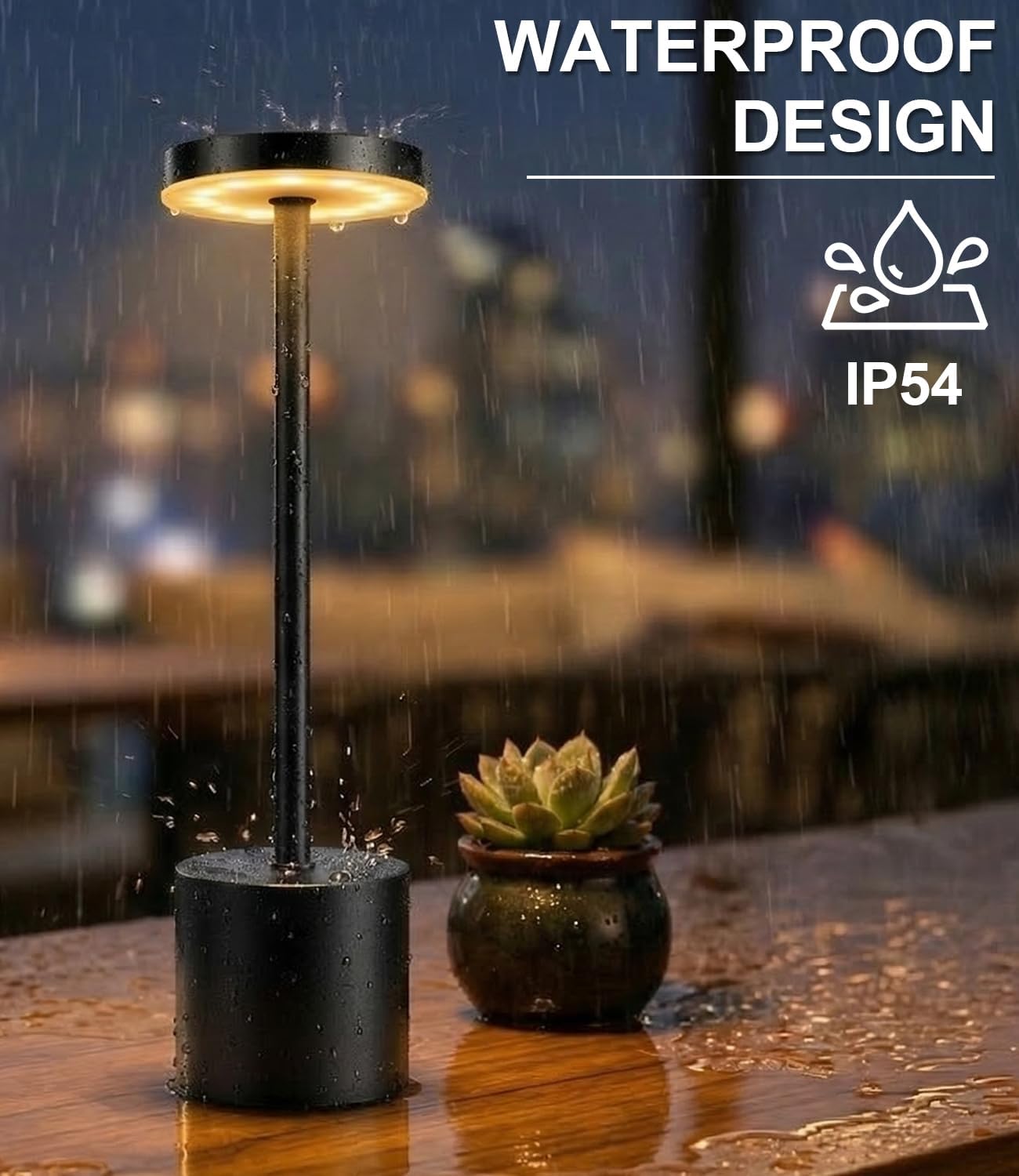 Cordless Table Lamp Set of 2, Rechargeable 5000mAh Battery Operated Outdoor Table Lamps, Portable LED Desk Lamp, 3