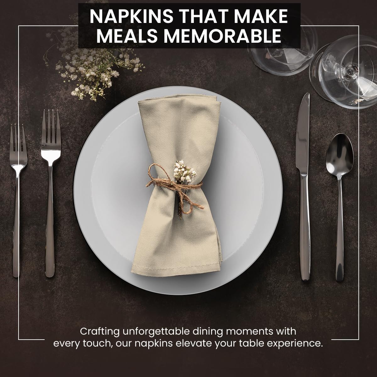 Napkins Pack of 12|Dinner Cloth Napkins|Calicot Dinner Cotton Napkins 18x18 Inches|Washable & Reusable Napkins for